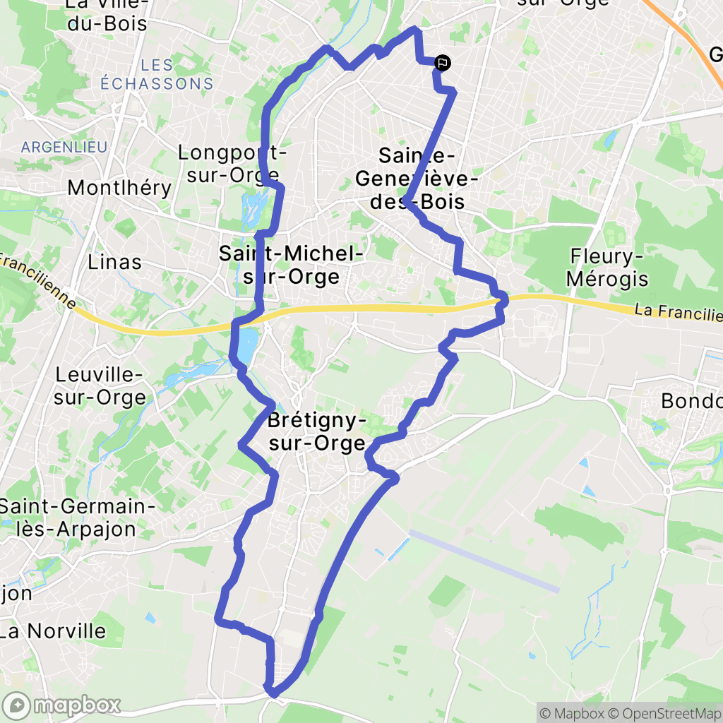 Villemoisson-sur-Orge : carte du parcours de randonnée - France