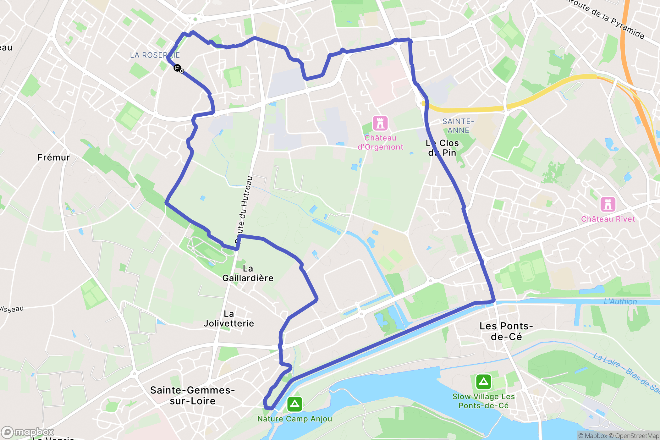 Angers : carte du parcours de randonnée - France