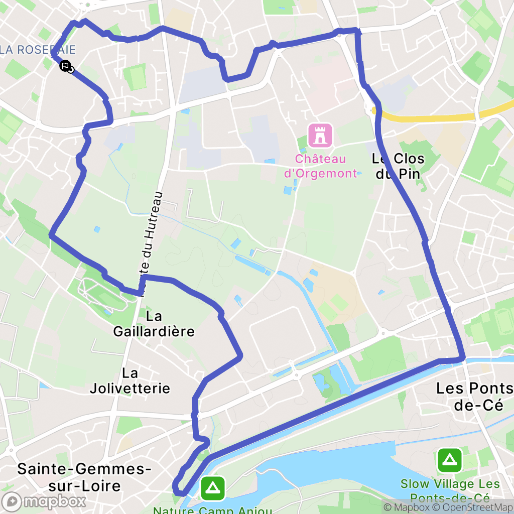 Angers : carte du parcours de randonnée - France