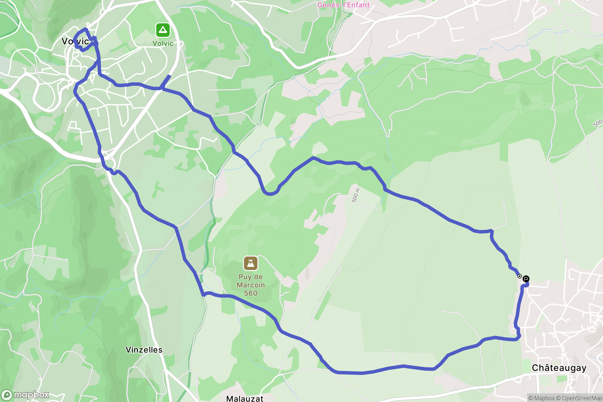 Châteaugay : carte du parcours de randonnée - France