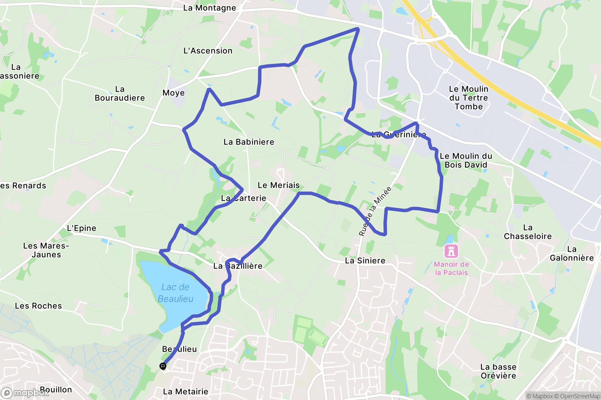 Couëron : carte du parcours de randonnée - France