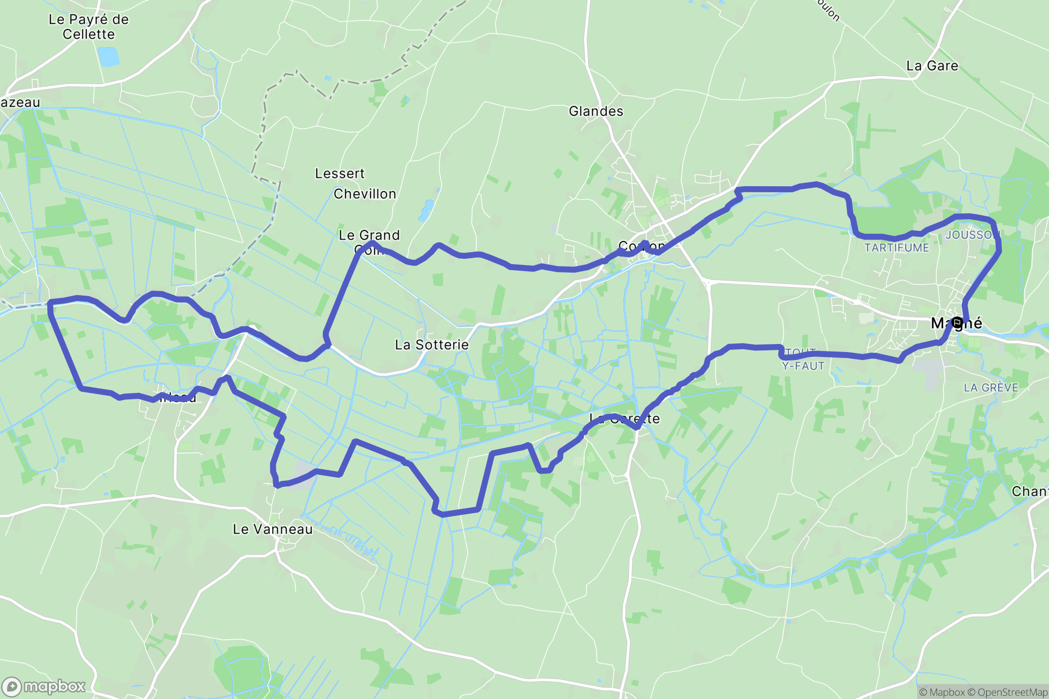 Magné : carte du parcours de randonnée - France