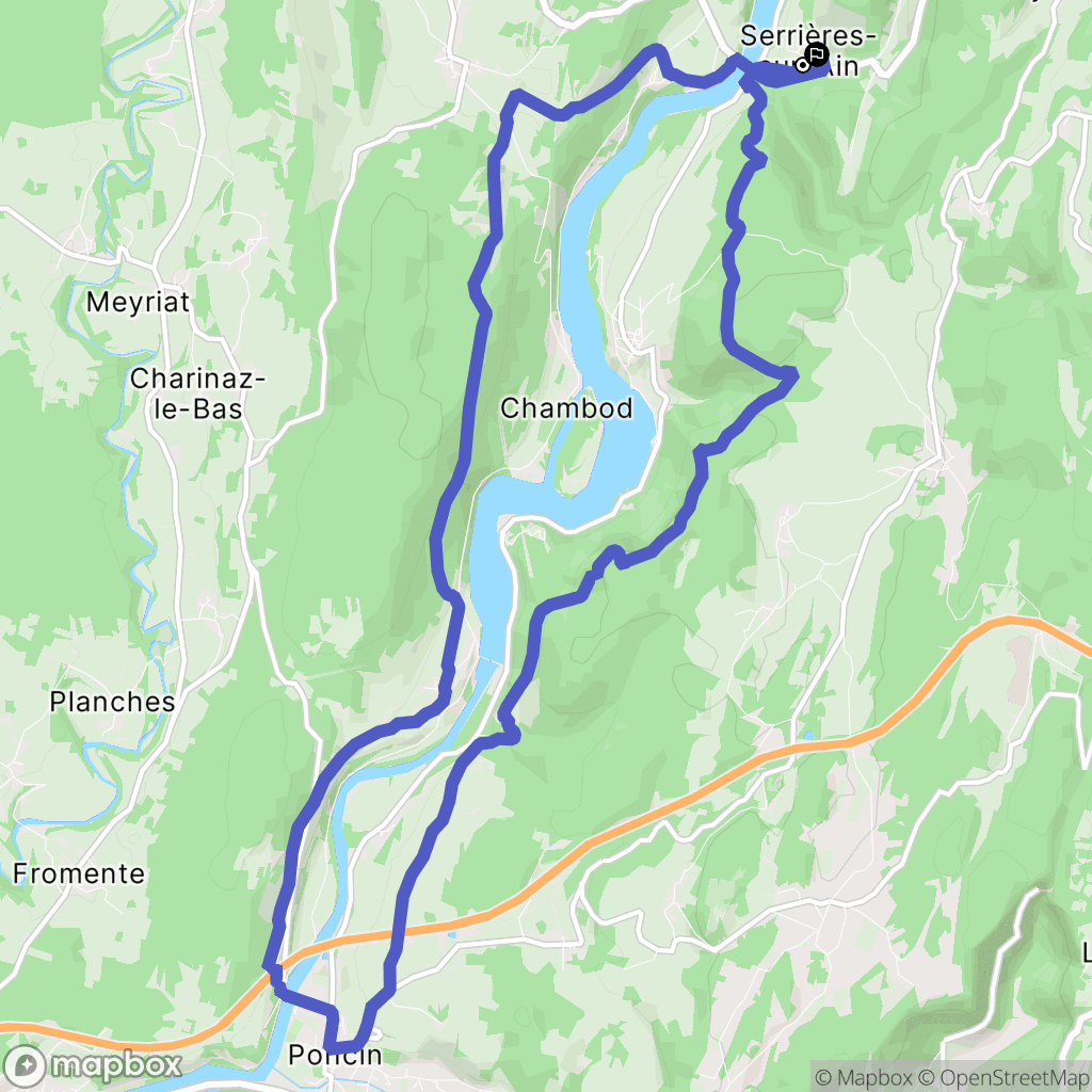 Serrières-sur-Ain : carte du parcours de randonnée - France