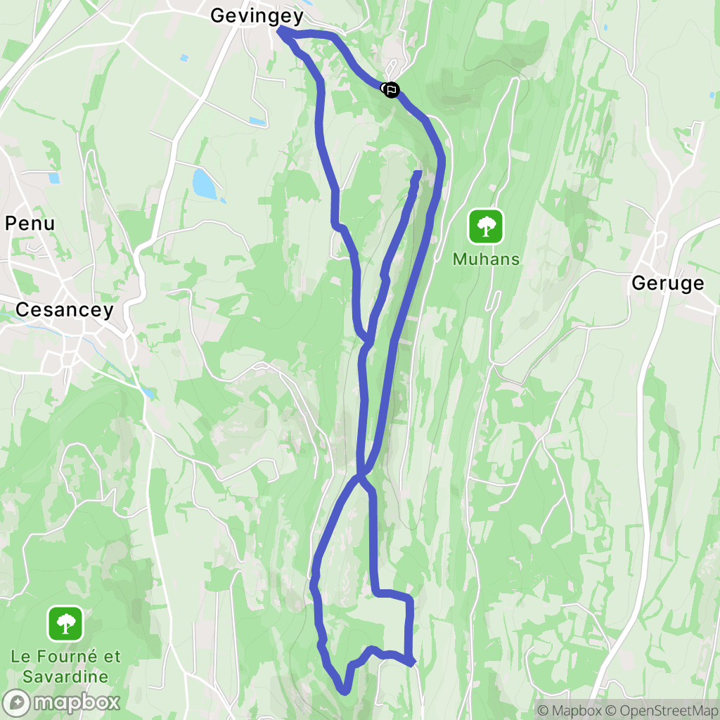 Gevingey : carte du parcours de randonnée - France