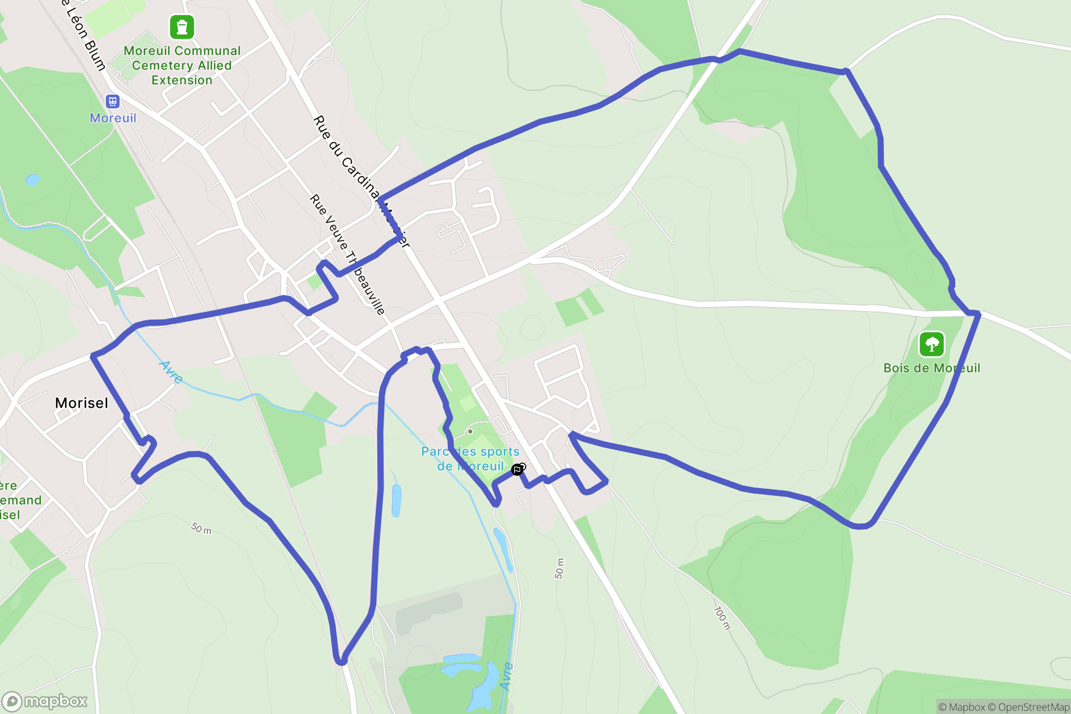 Moreuil : carte du parcours de randonnée - France