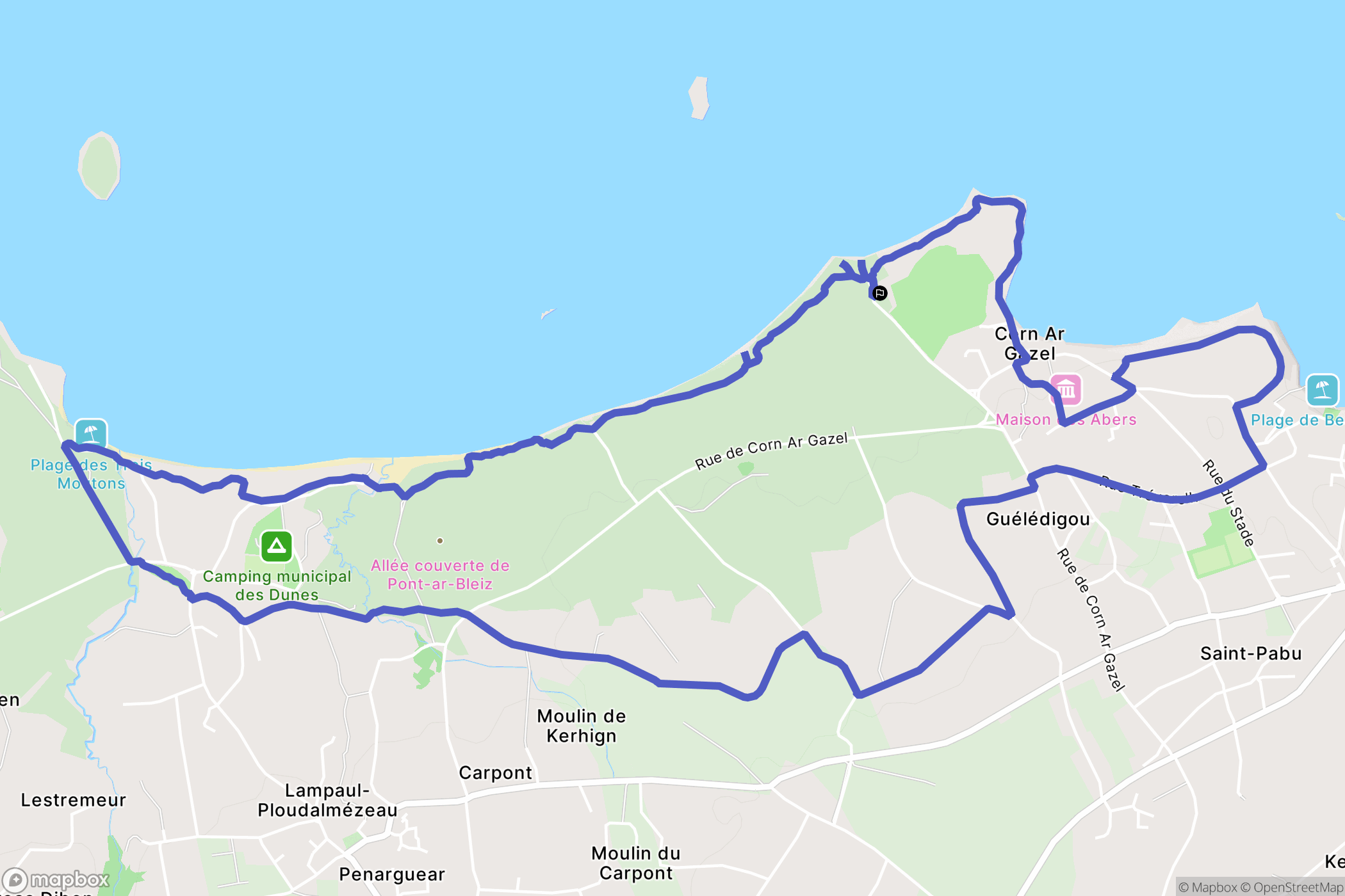 Saint-Pabu : carte du parcours de randonnée - France