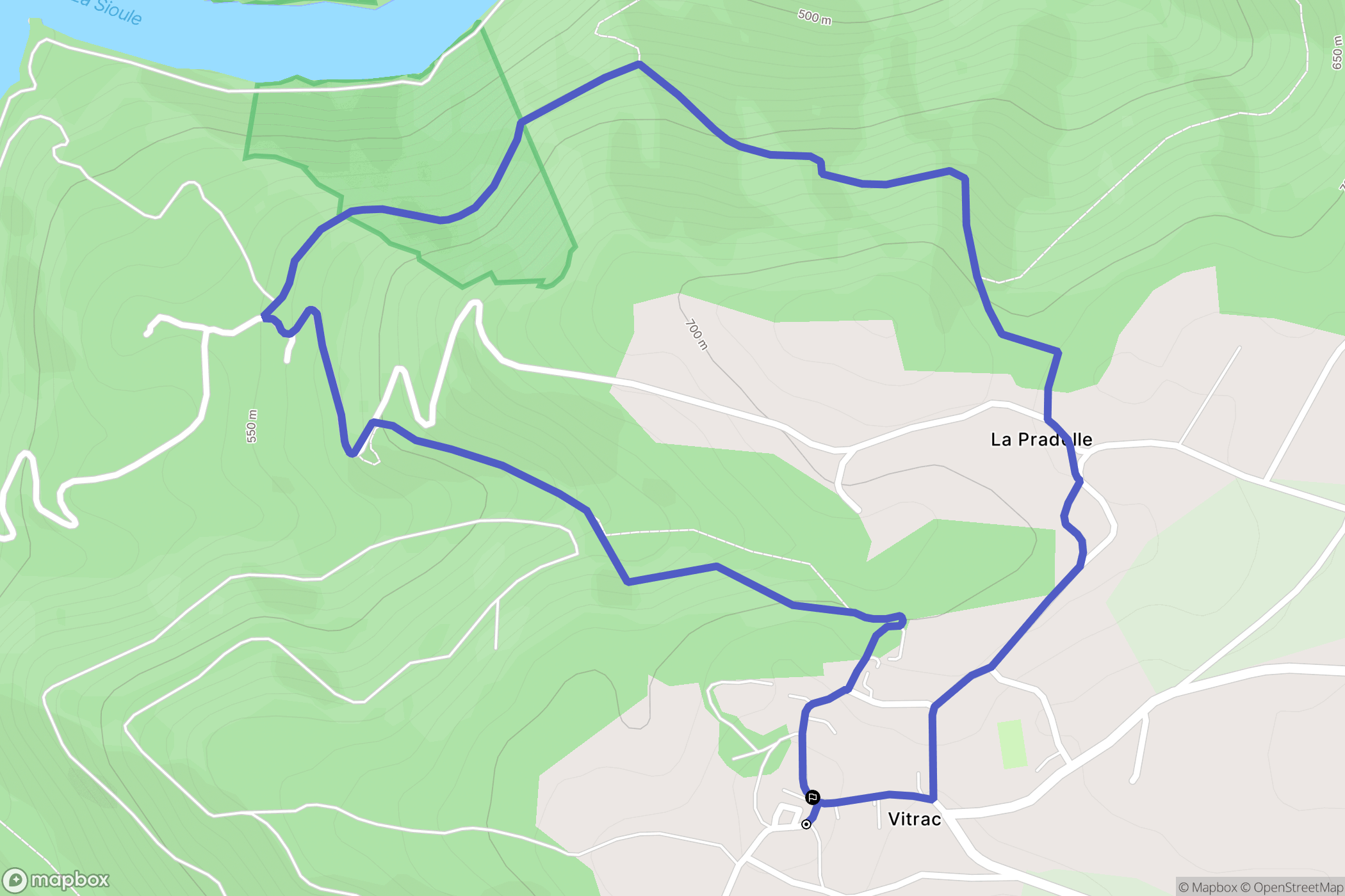 Vitrac : carte du parcours de randonnée - France