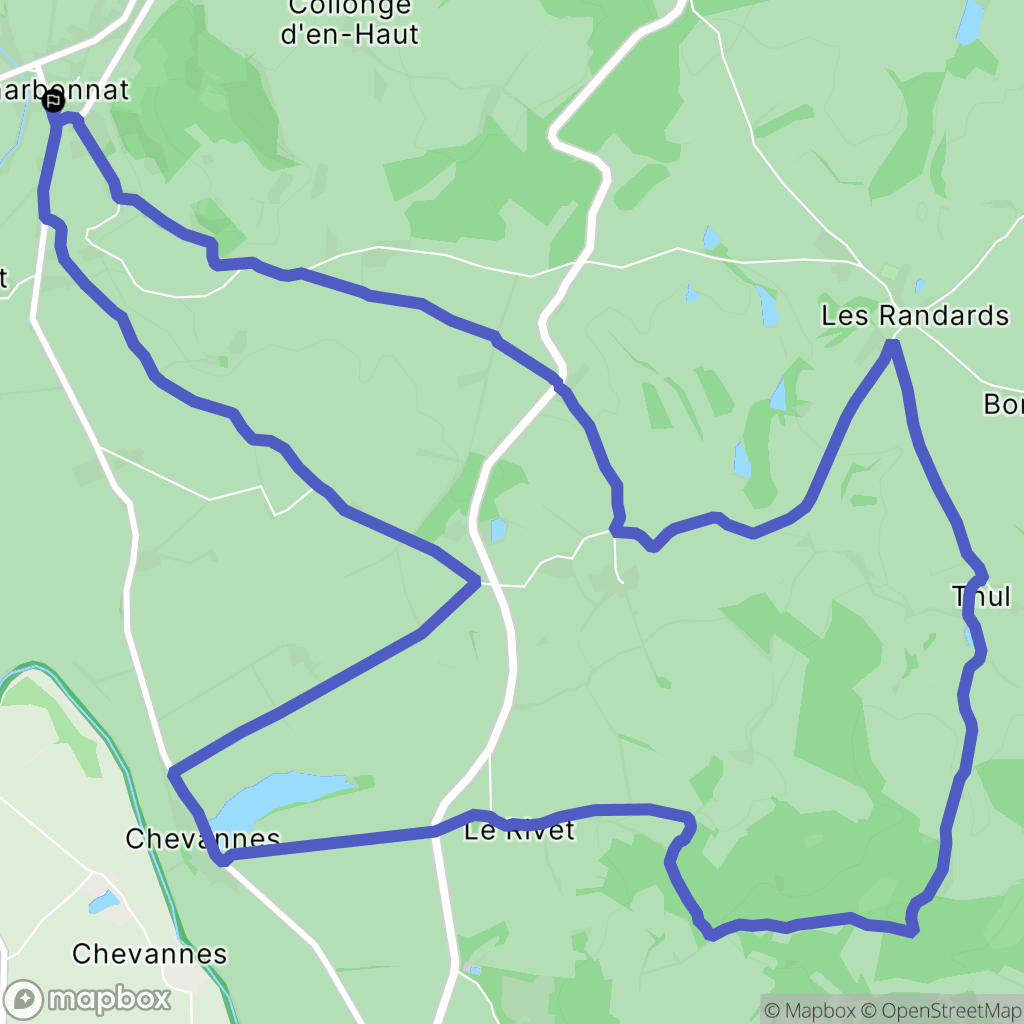 Charbonnat : carte du parcours de randonnée - France