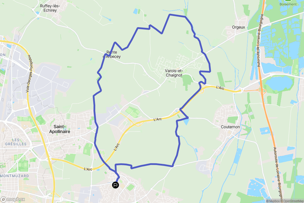 Quetigny : carte du parcours de randonnée - France