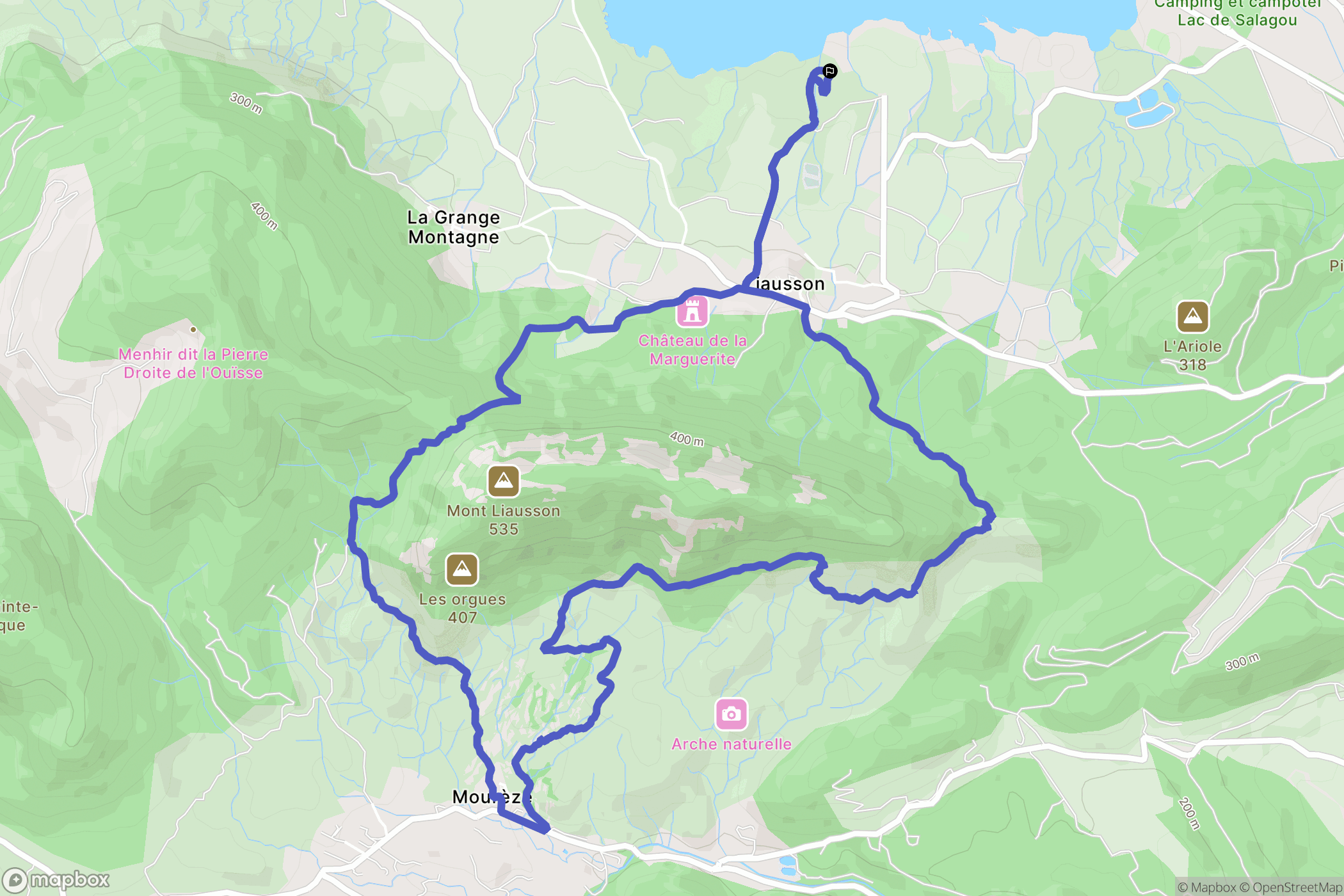 Liausson : carte du parcours de randonnée - France
