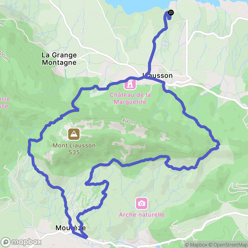 Liausson : carte du parcours de randonnée - France