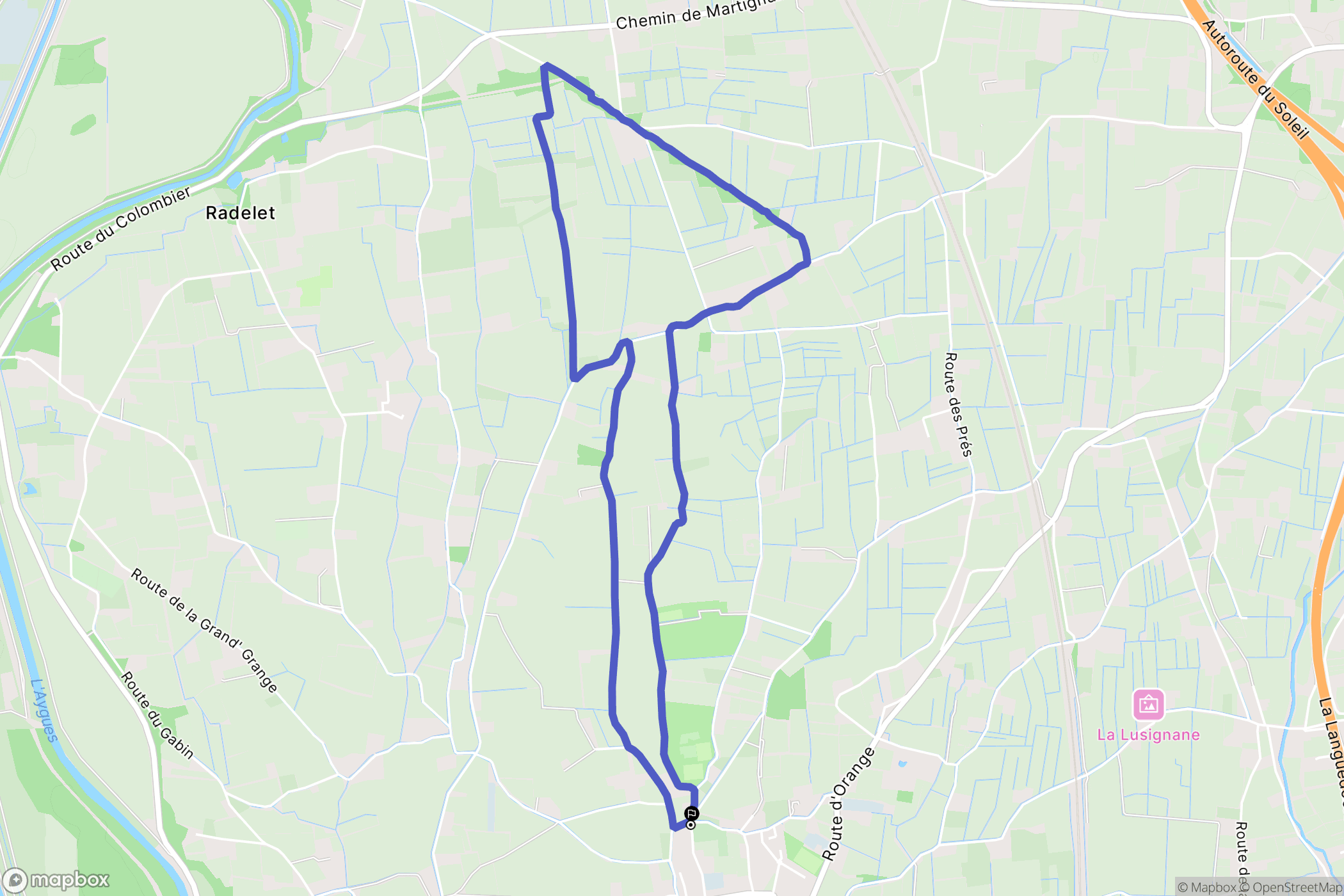 Caderousse : carte du parcours de randonnée - France