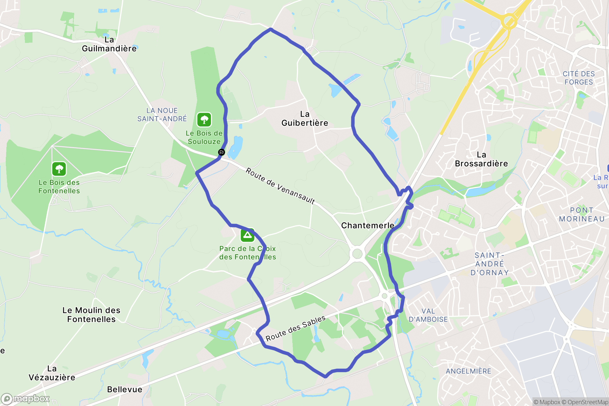 La Roche-sur-Yon : carte du parcours de randonnée - France