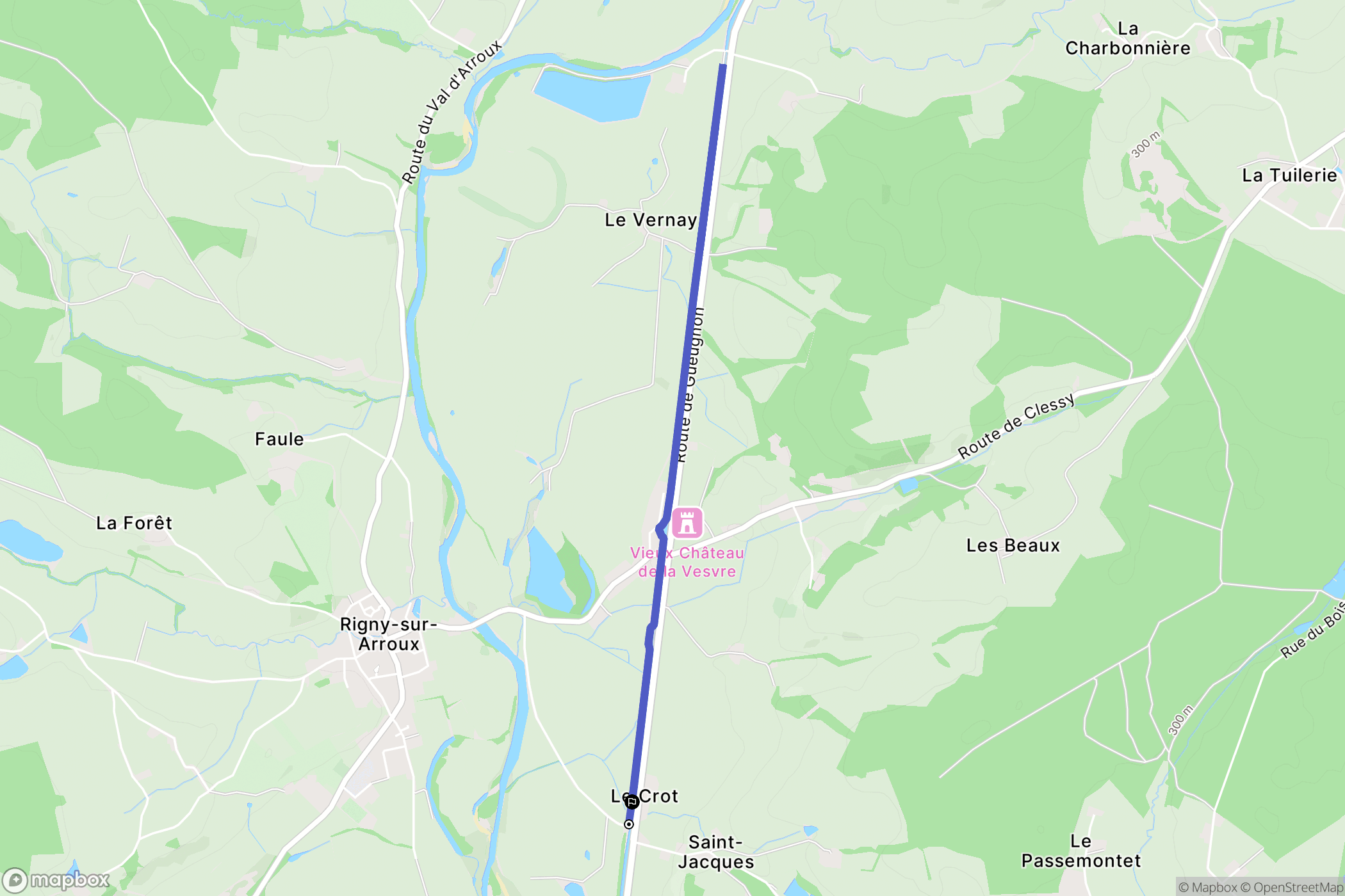 Rigny-sur-Arroux : carte du parcours de randonnée - France