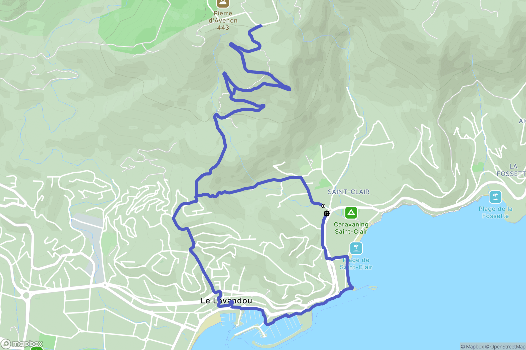 Le Lavandou : carte du parcours de randonnée - France