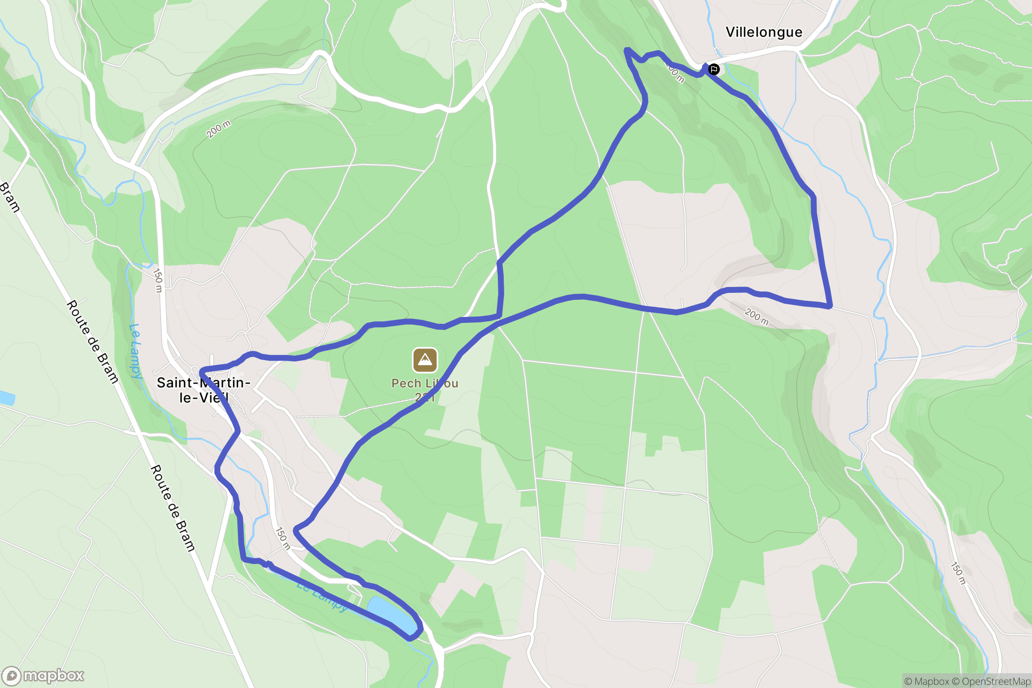 Saint-Martin-le-Vieil : carte du parcours de randonnée - France