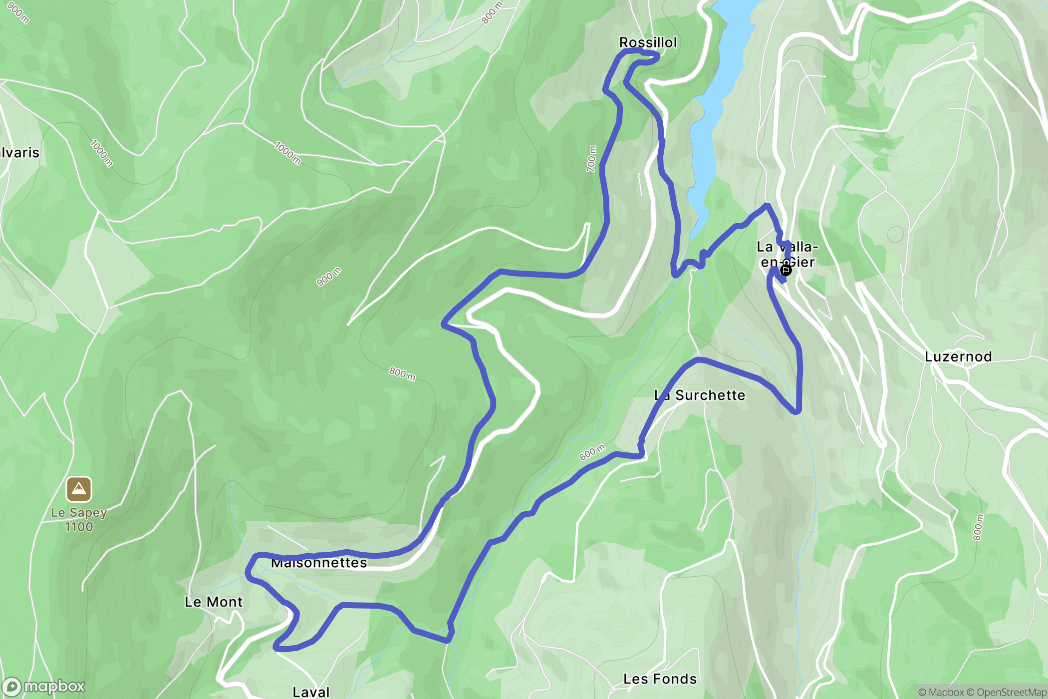 La Valla-en-Gier : carte du parcours de randonnée - France