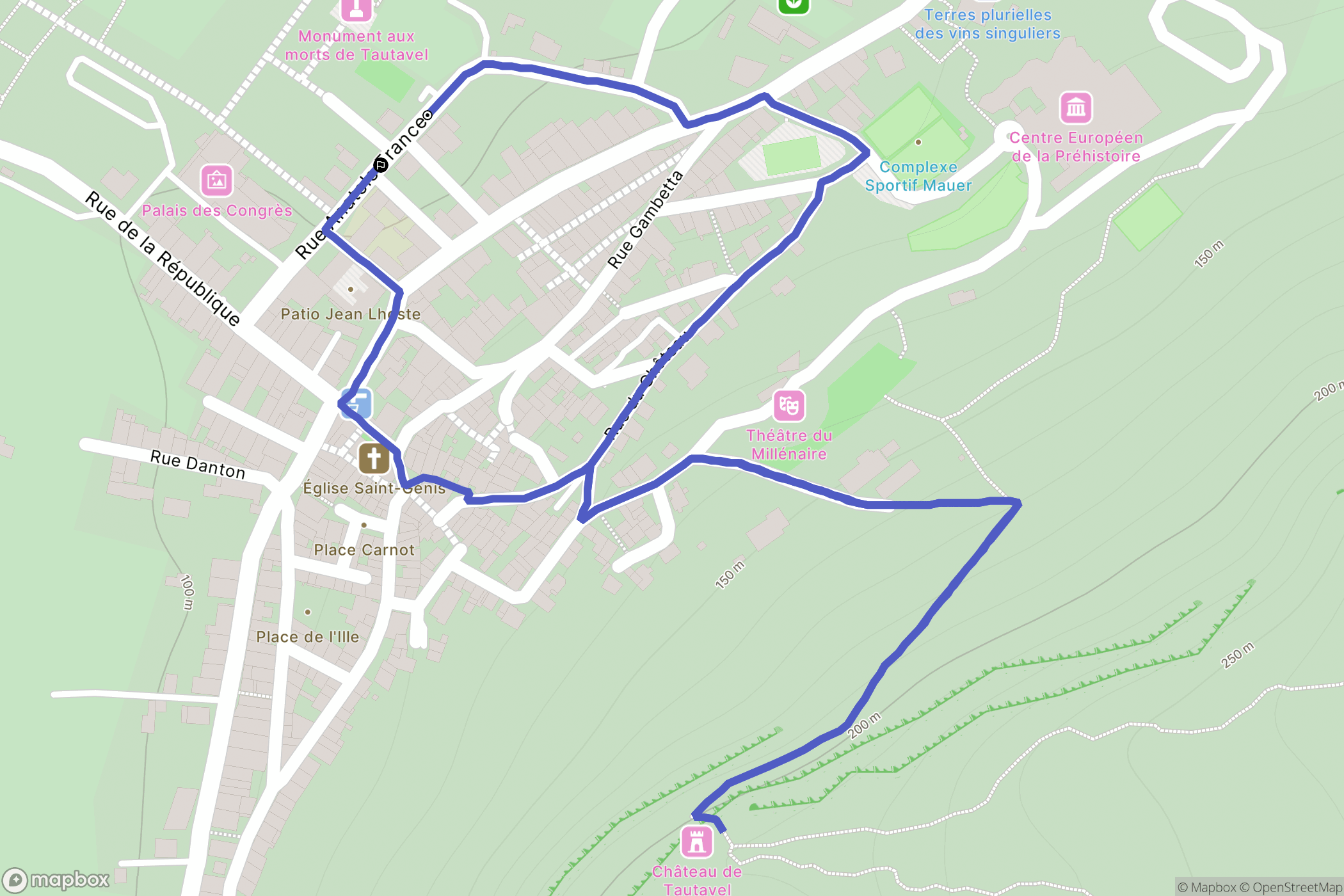 Tautavel : carte du parcours de randonnée - France