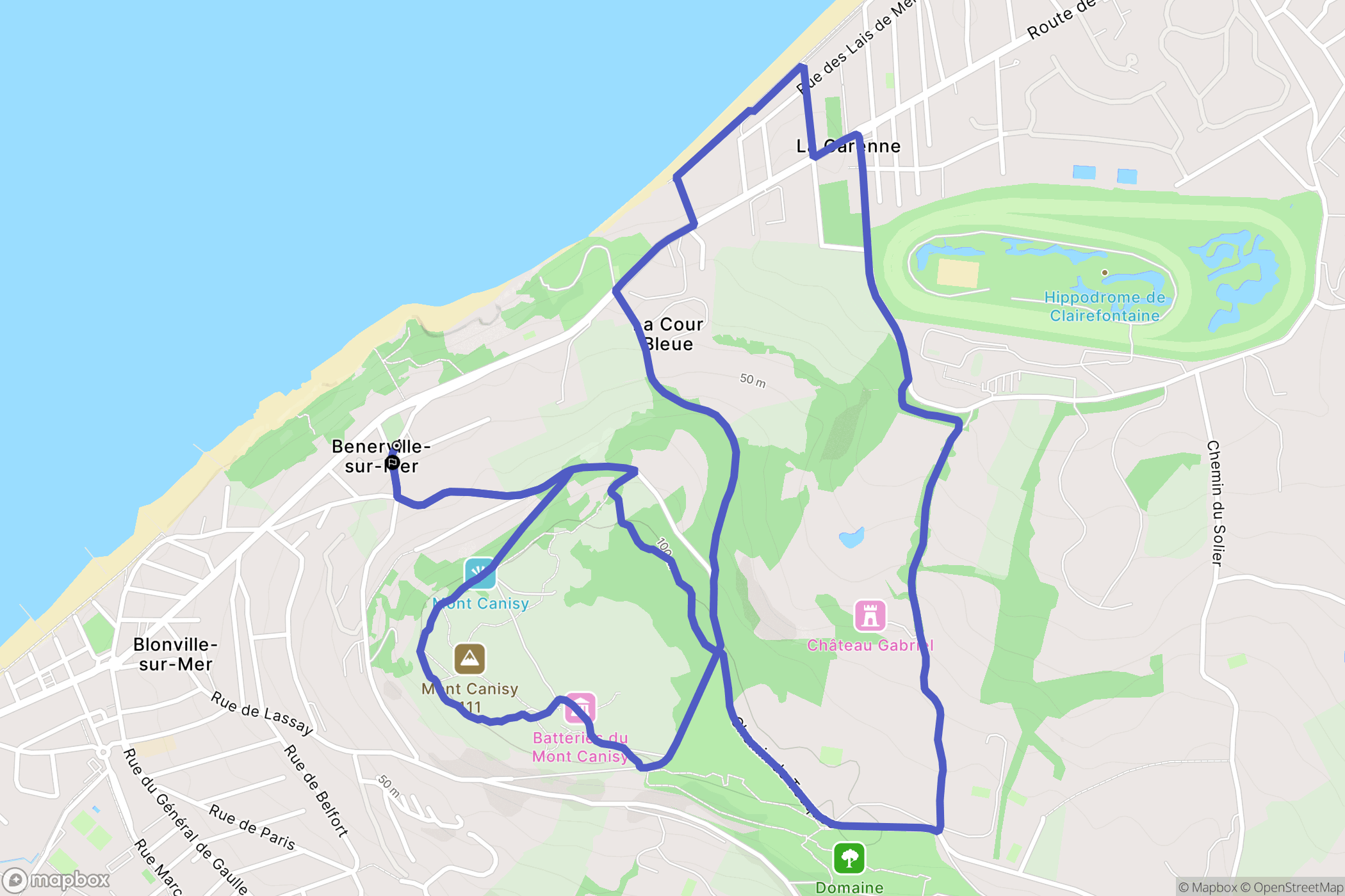 Benerville-sur-Mer : carte du parcours de randonnée - France