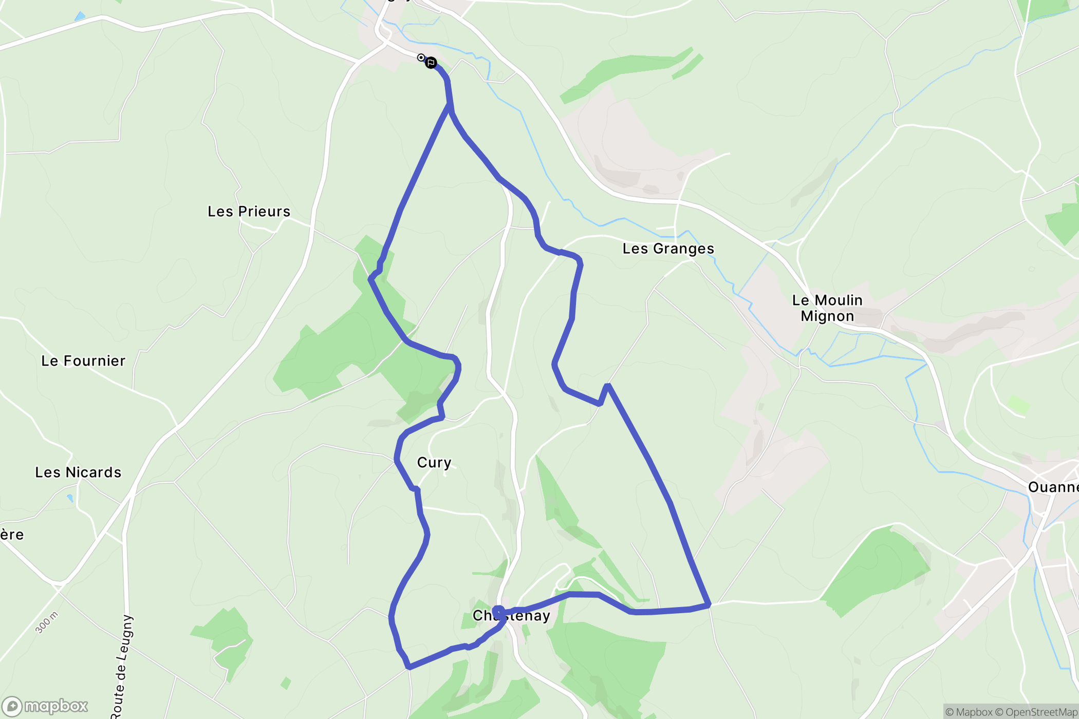 Leugny : carte du parcours de randonnée - France