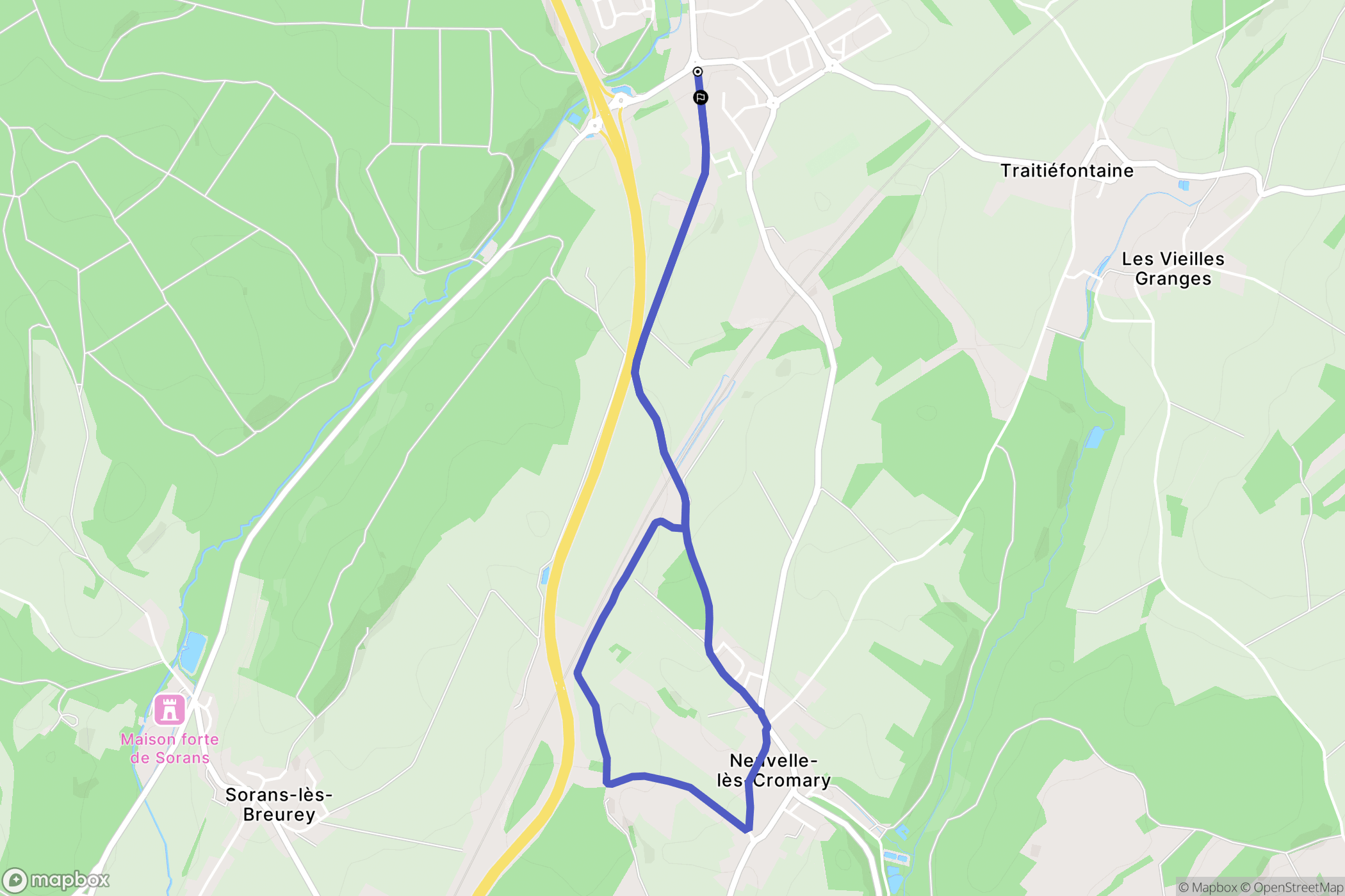 Neuvelle-lès-Cromary : carte du parcours de randonnée - France