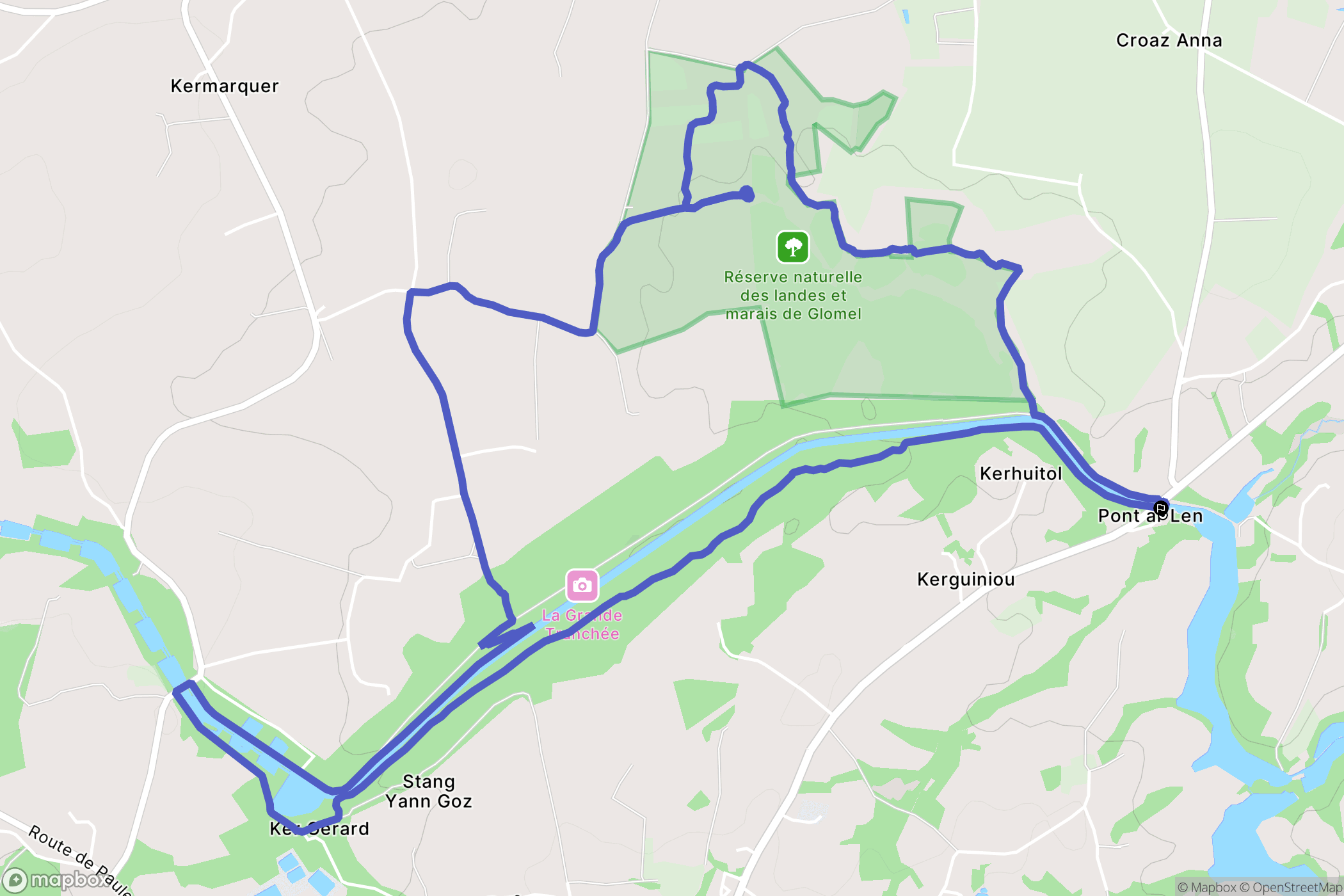 Glomel : carte du parcours de randonnée - France