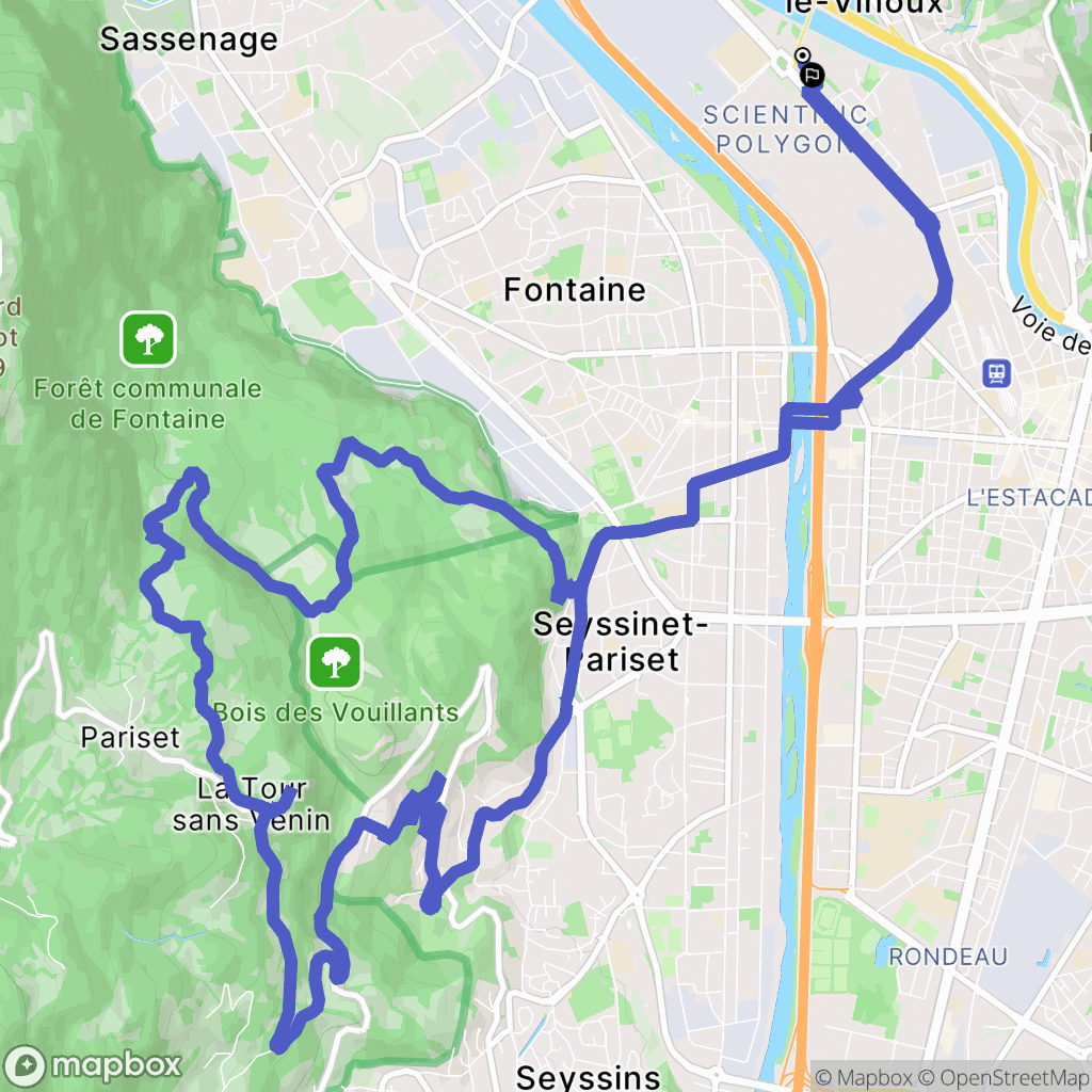 Grenoble : carte du parcours de randonnée - France
