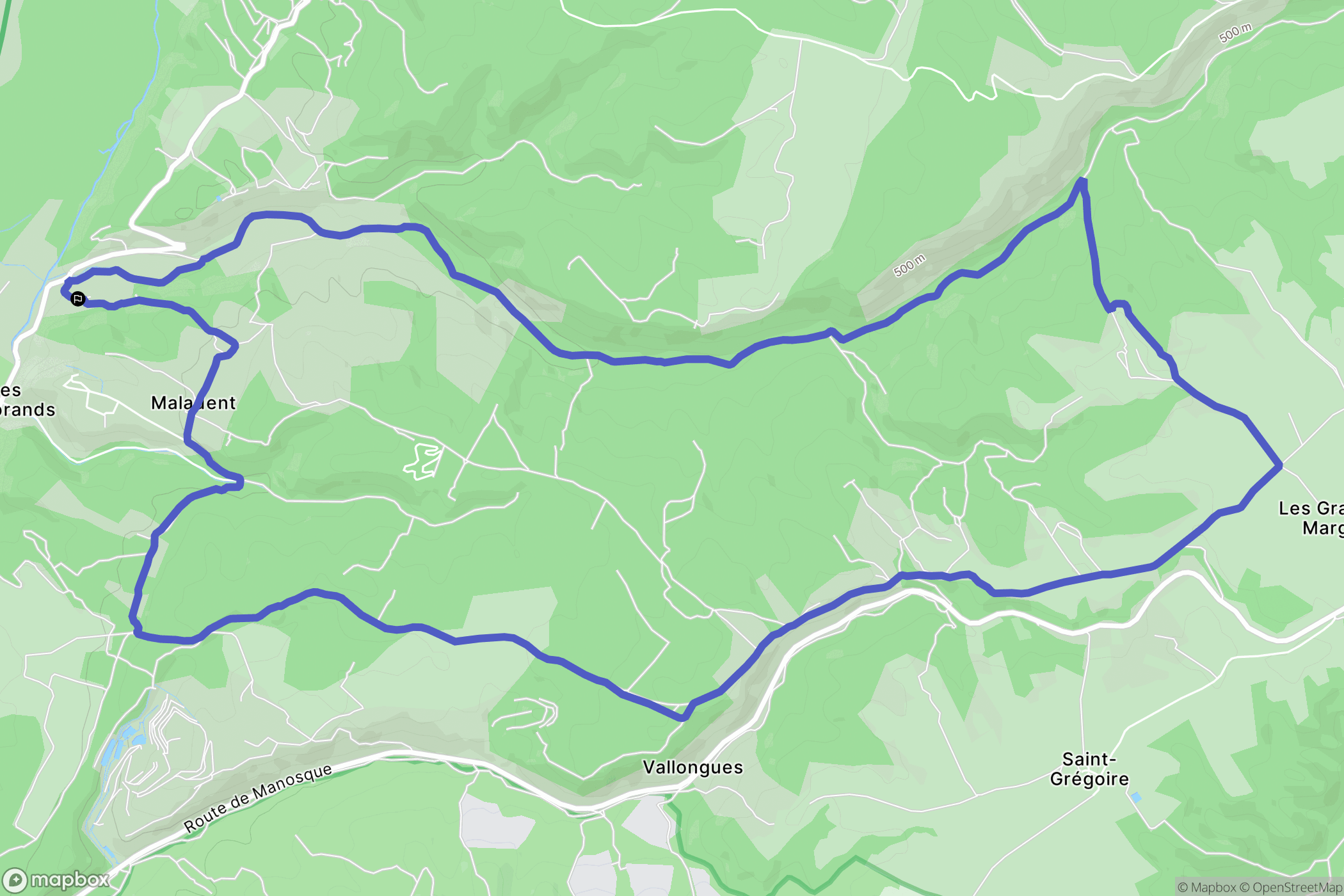 Valensole : carte du parcours de randonnée - France