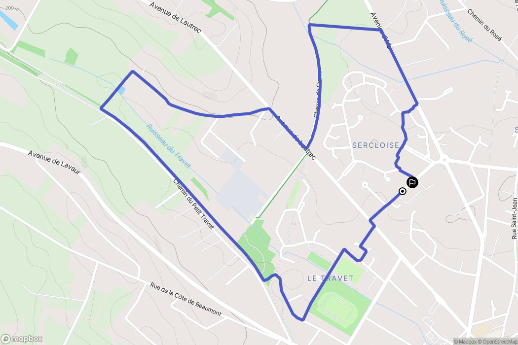 Castres : carte du parcours de randonnée - France