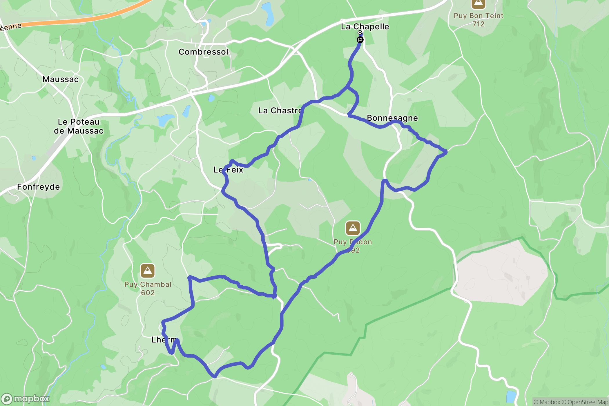 Combressol : carte du parcours de randonnée - France
