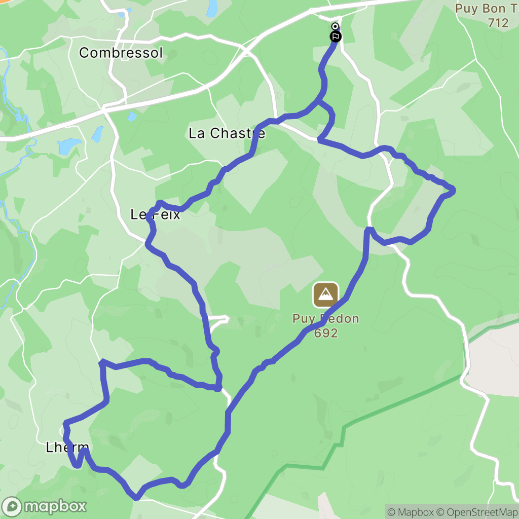 Combressol : carte du parcours de randonnée - France
