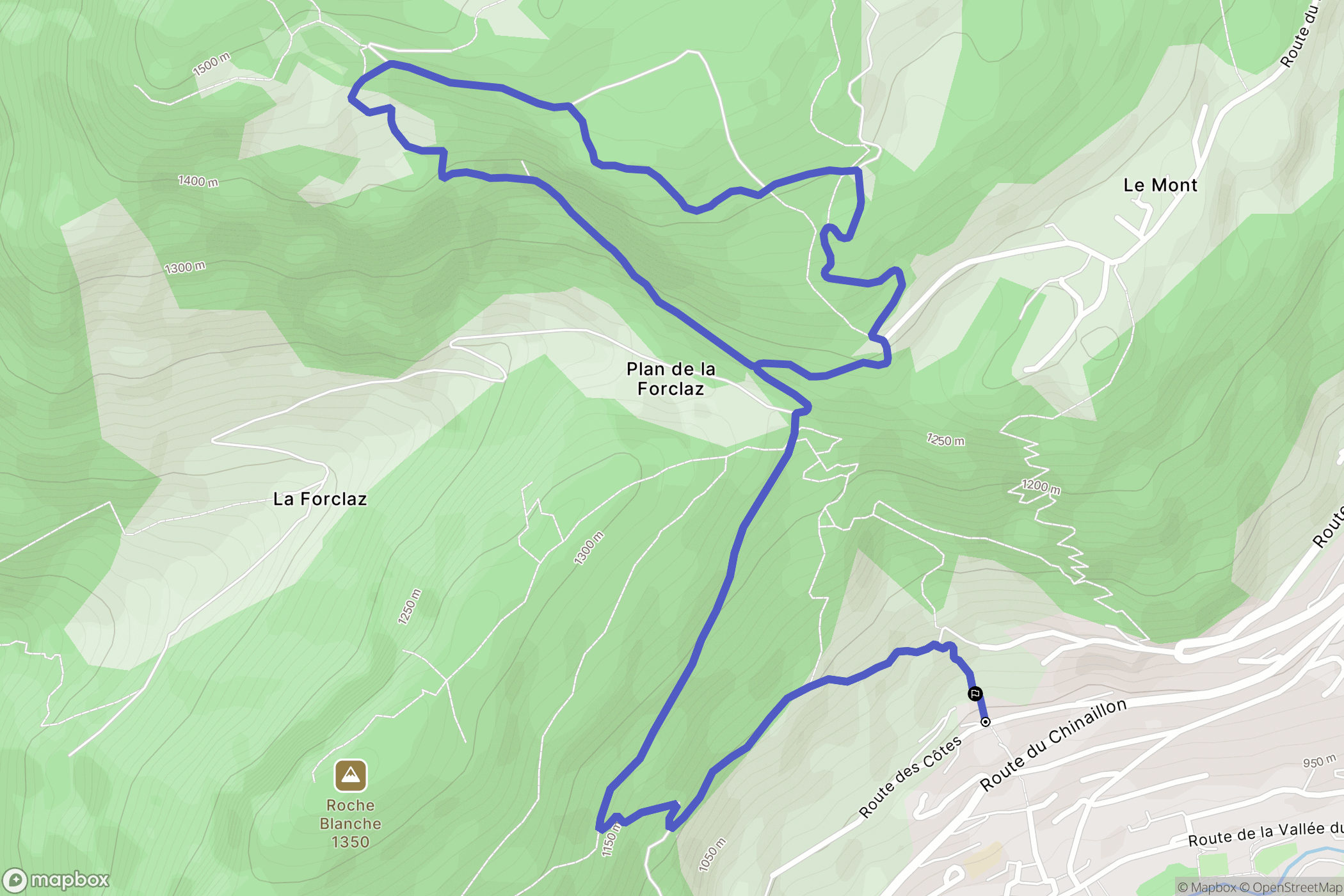 Le Grand-Bornand : carte du parcours de randonnée - France