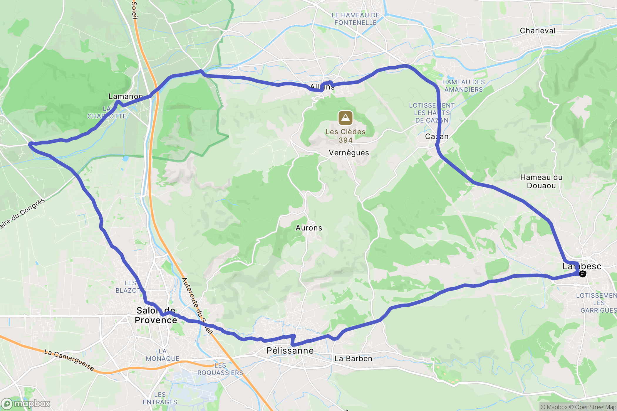Lambesc : carte du parcours de randonnée - France