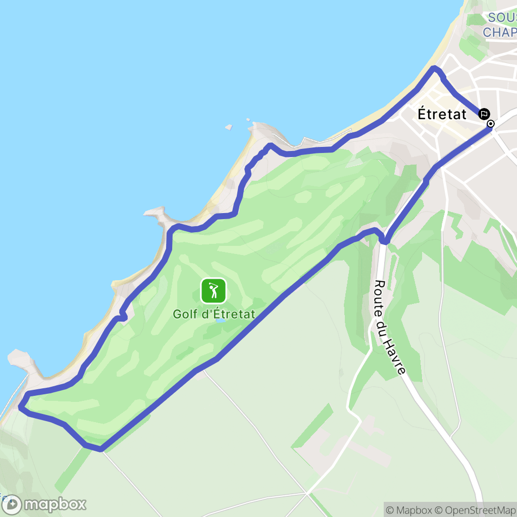 Étretat : carte du parcours de randonnée - France
