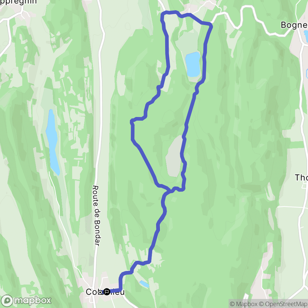 Colomieu : carte du parcours de randonnée - France