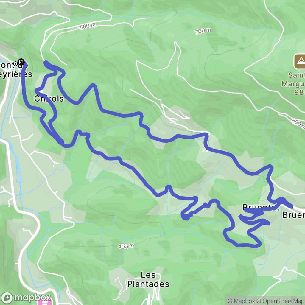 Chirols : carte du parcours de randonnée - France