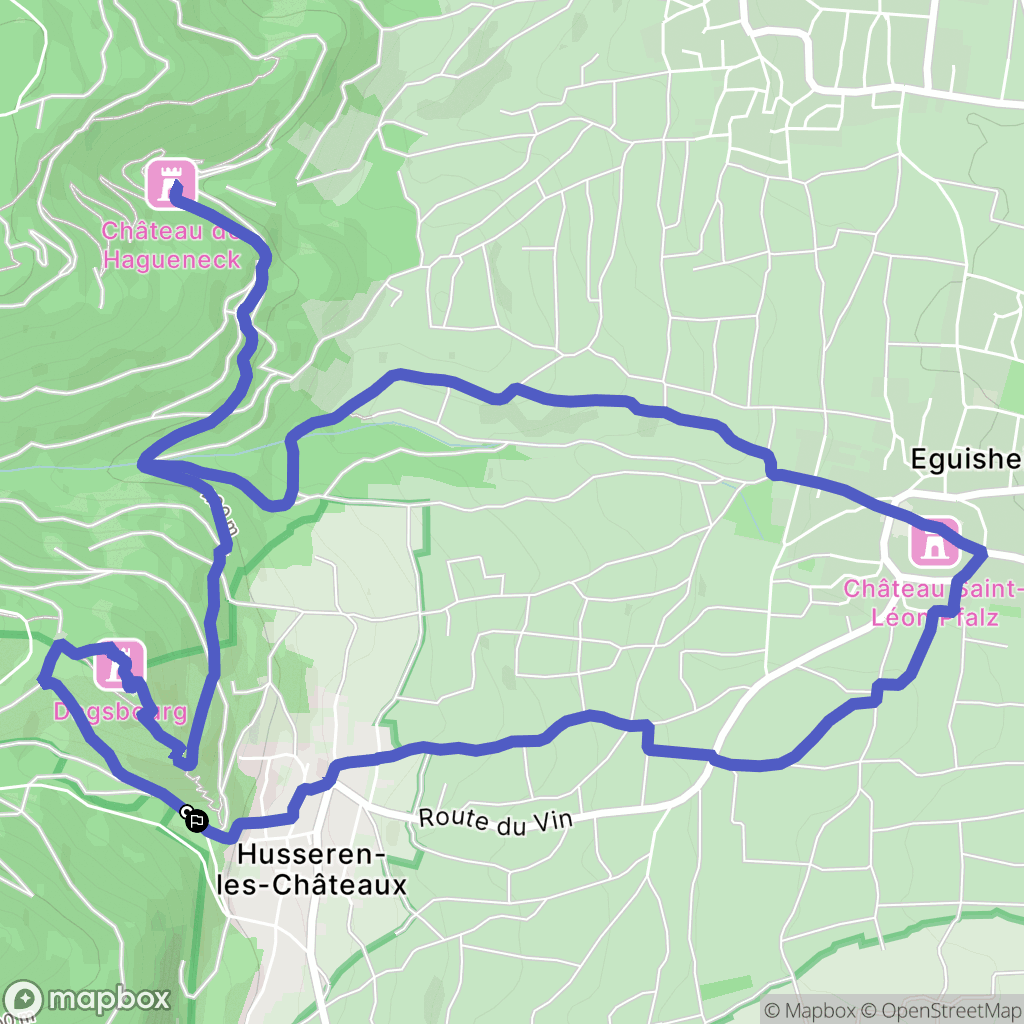 Husseren-les-Châteaux : carte du parcours de randonnée - France