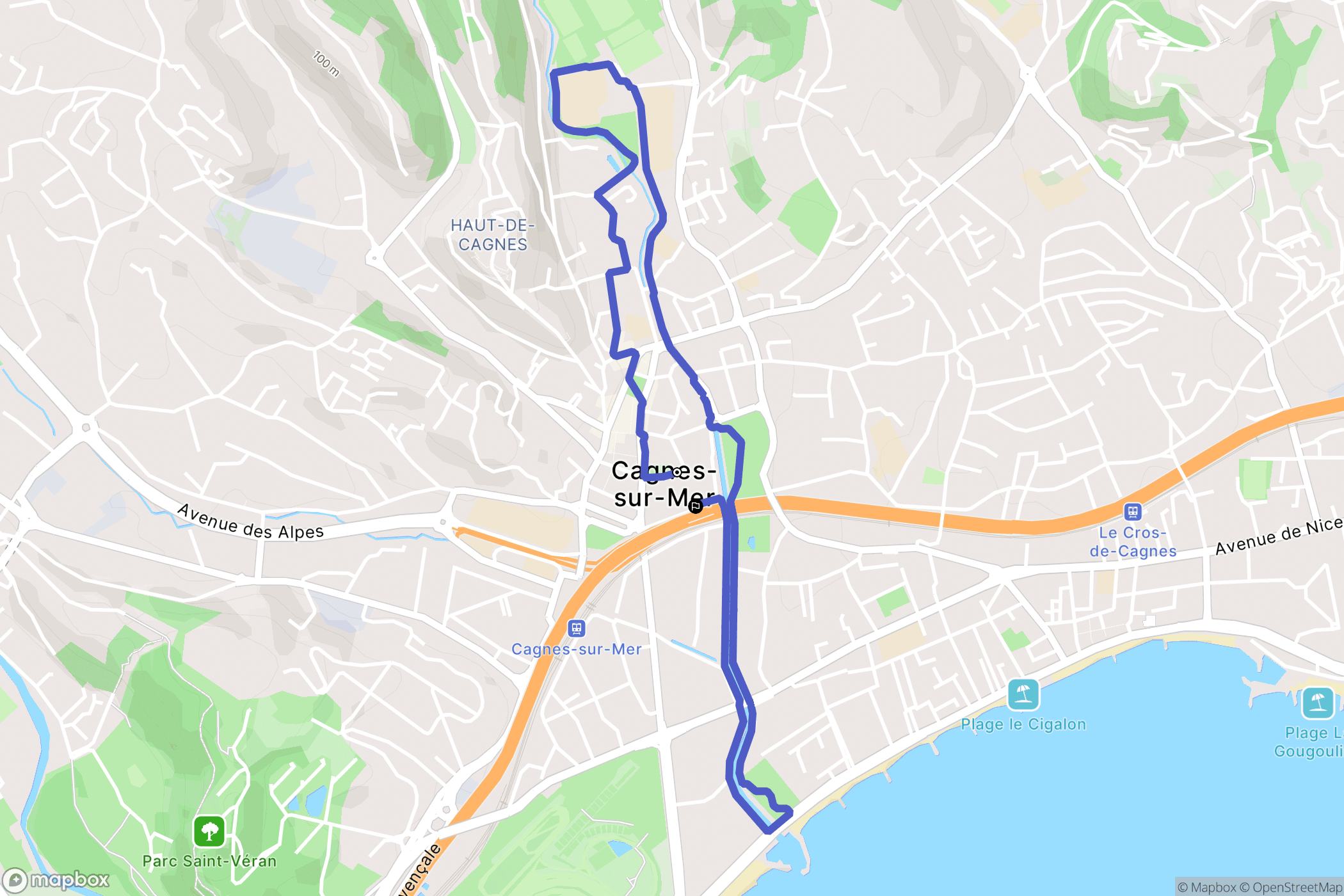 Cagnes-sur-Mer : carte du parcours de randonnée - France