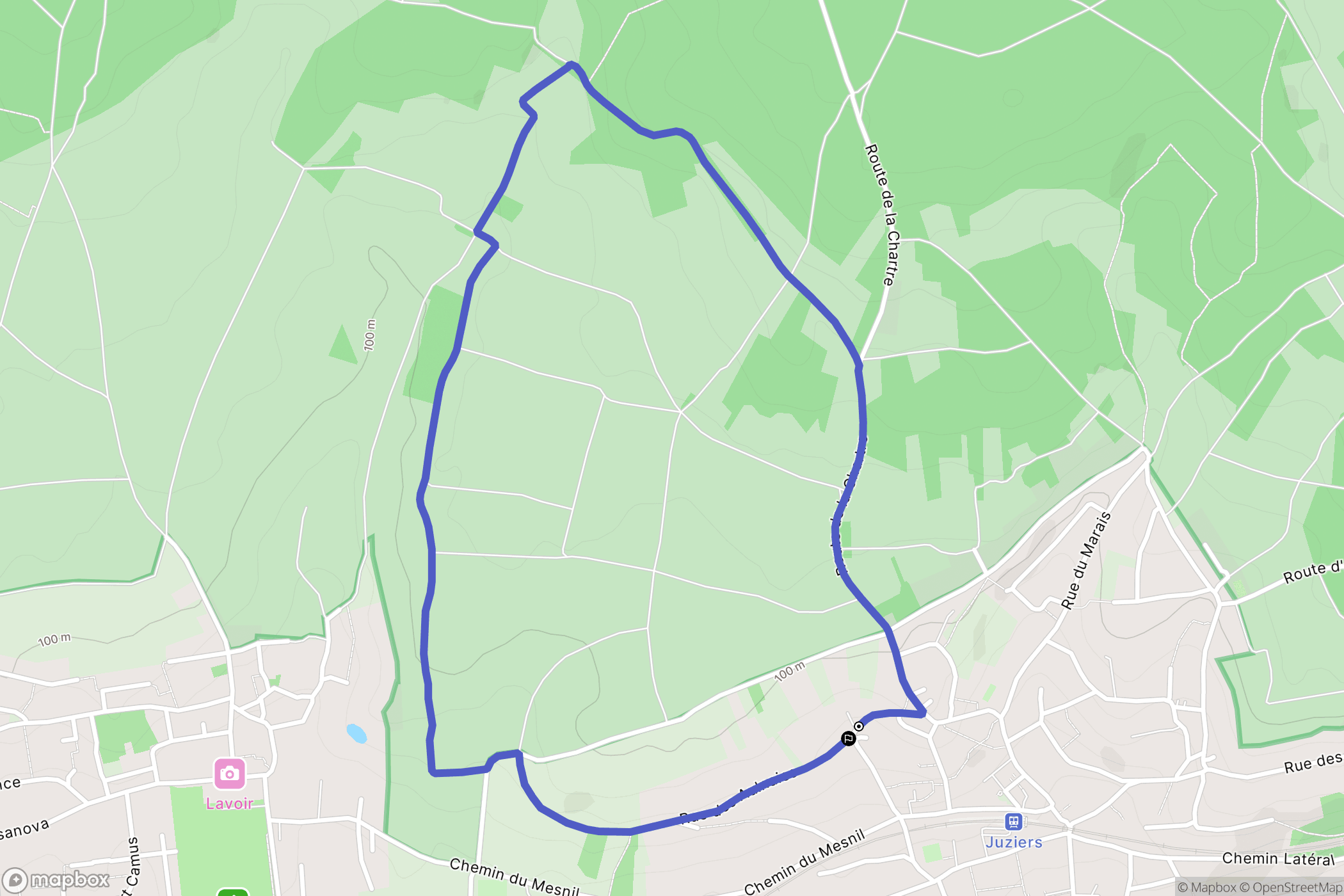 Juziers : carte du parcours de randonnée - France