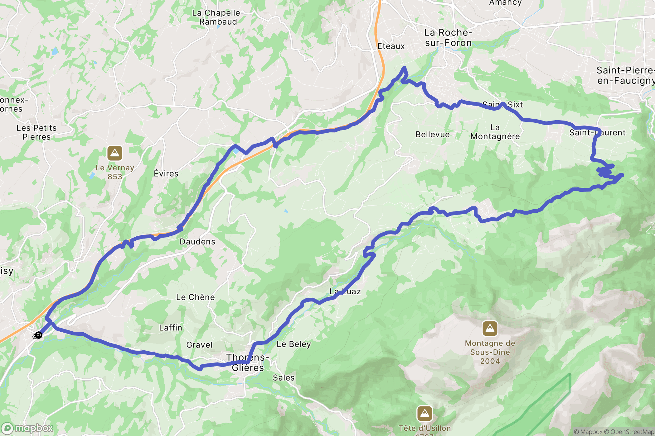 Groisy : carte du parcours de randonnée - France
