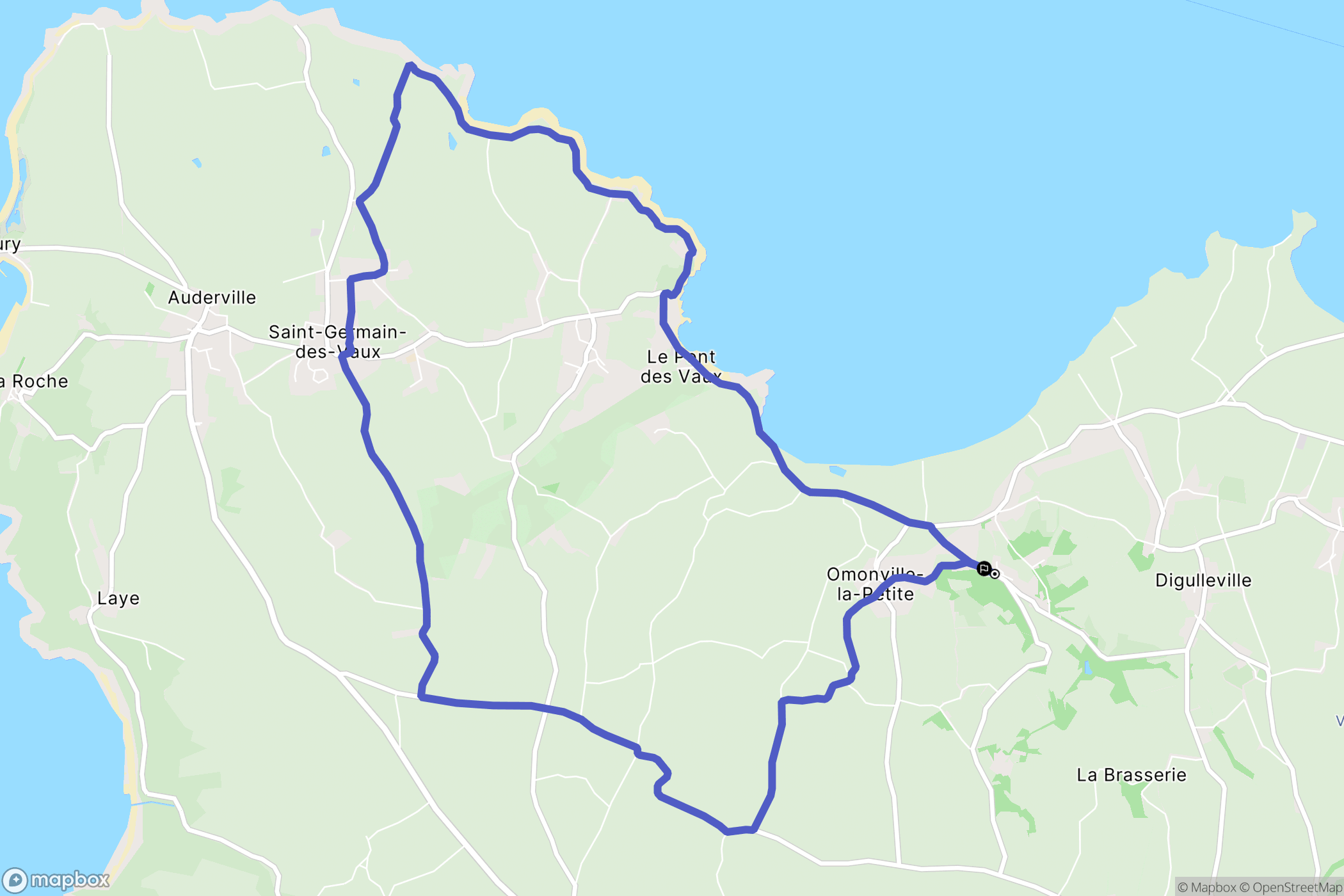 La Hague : carte du parcours de randonnée - France