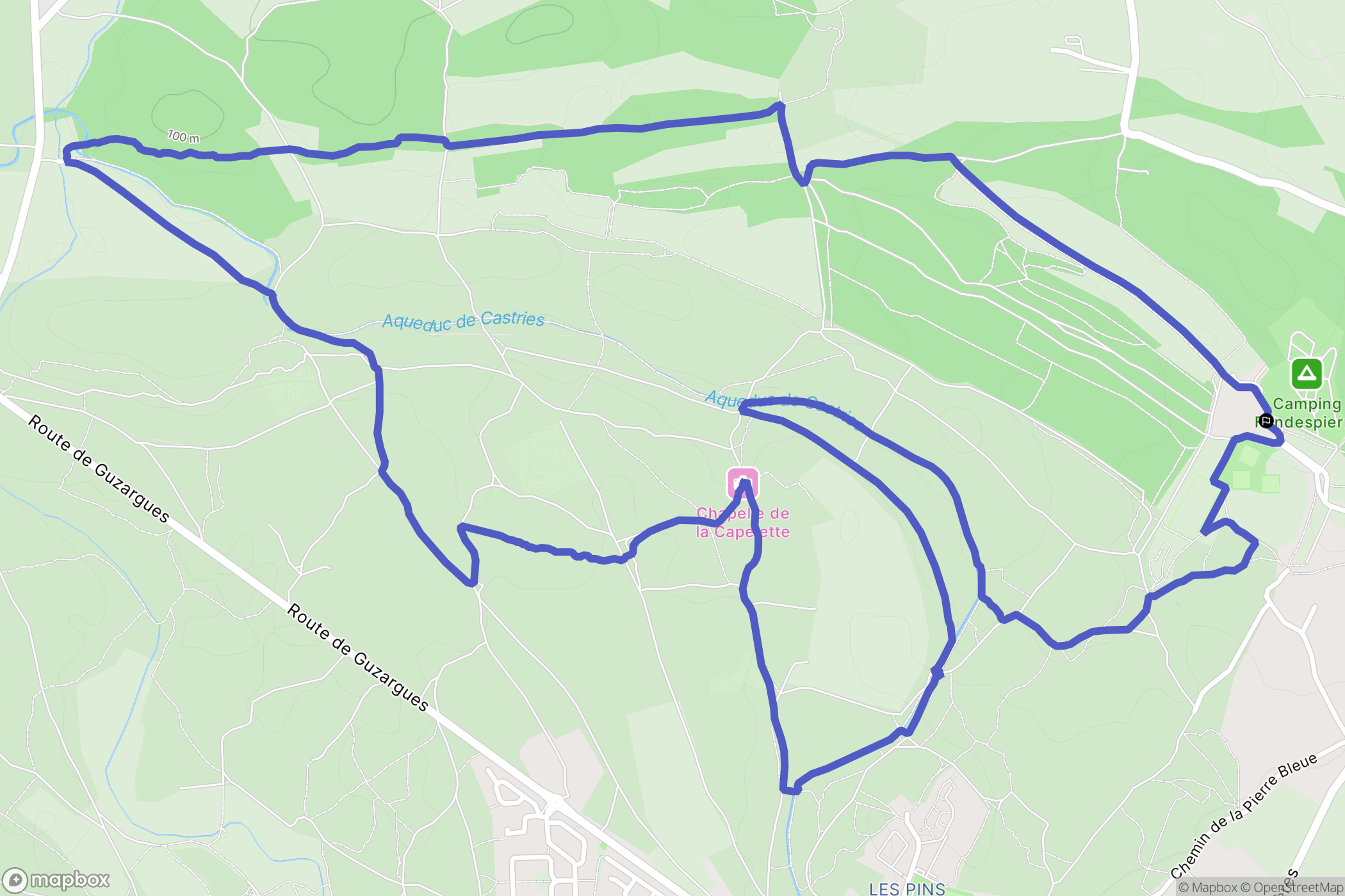 Castries : carte du parcours de randonnée - France