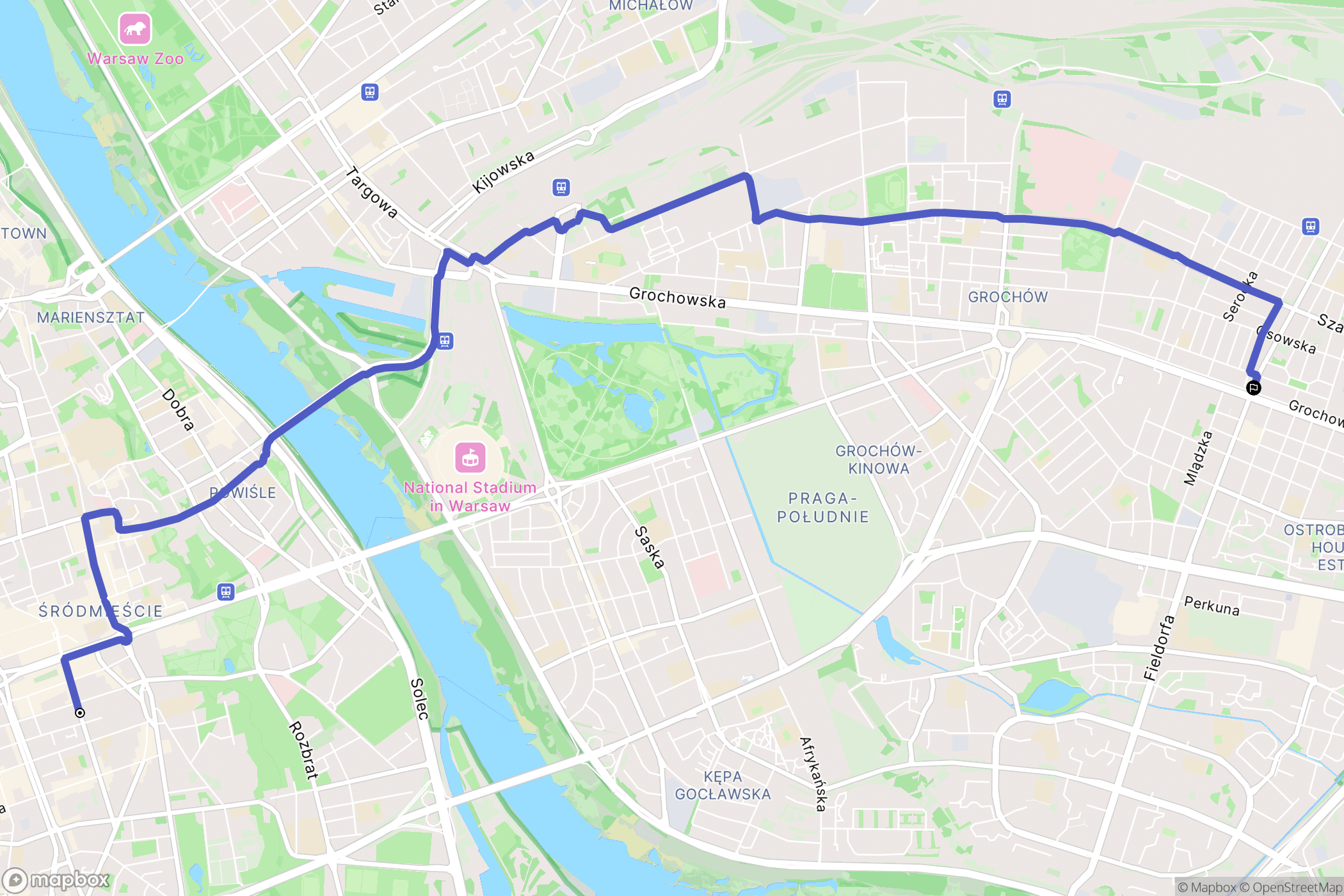 Warszawa: mapa trasy - Poland