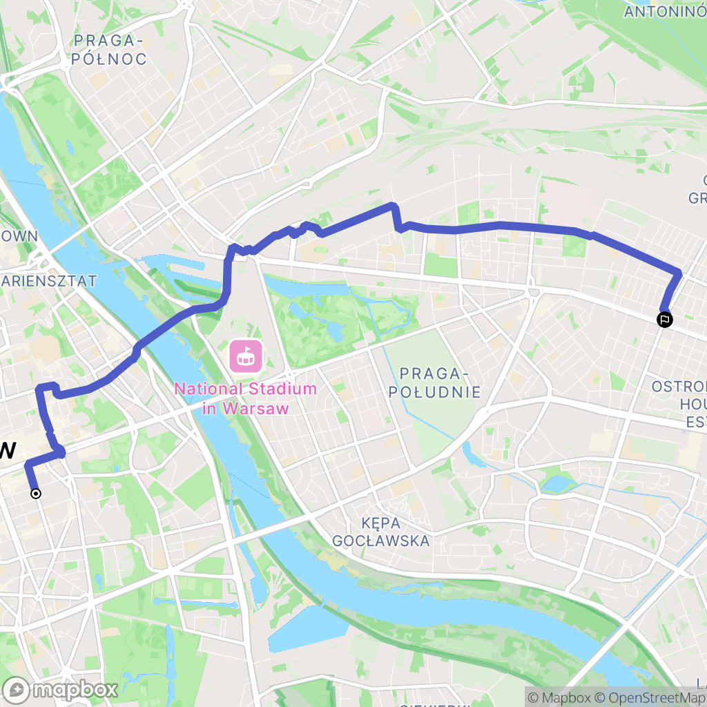 Warszawa: mapa trasy - Poland