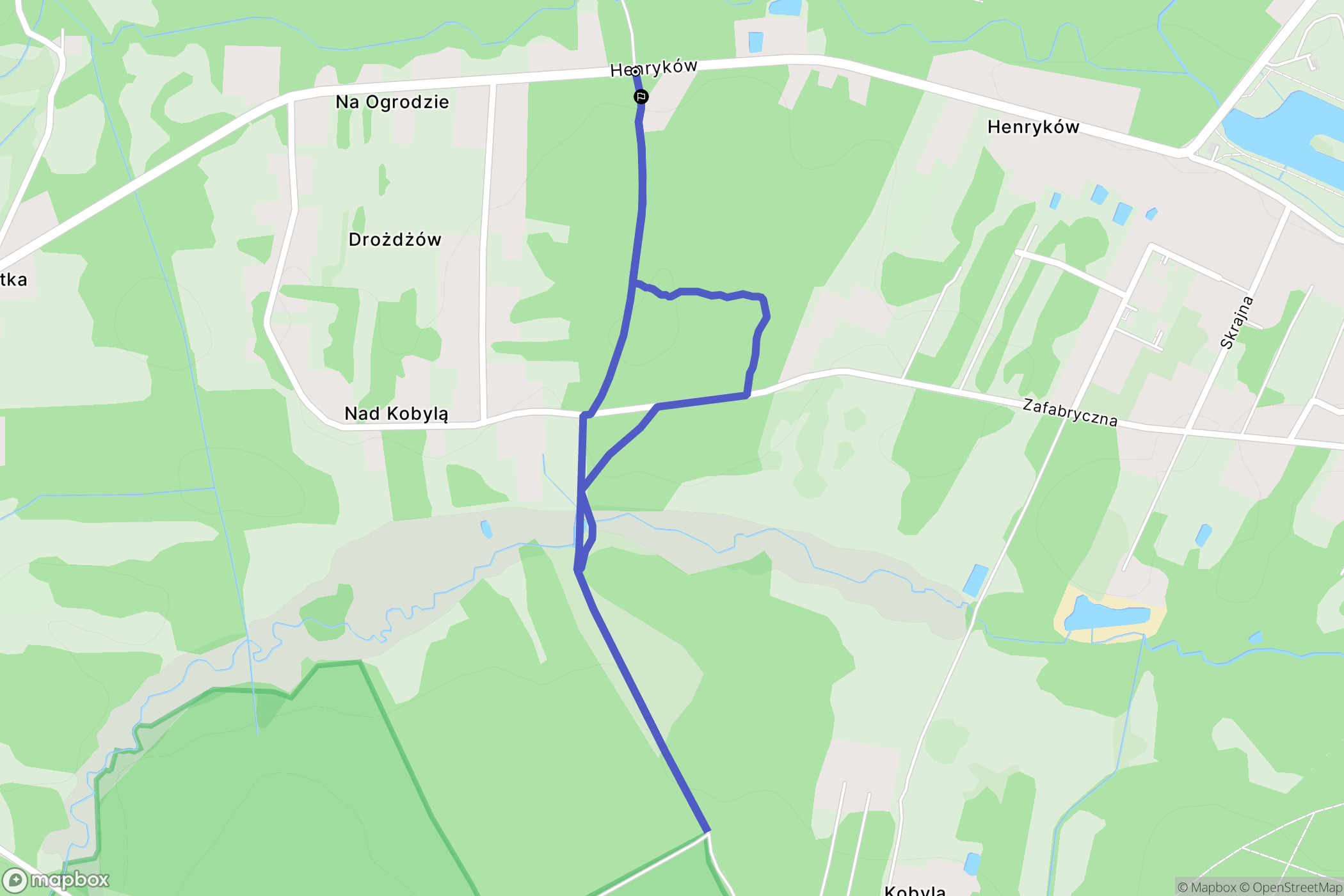 Drożdżów: mapa trasy - Poland