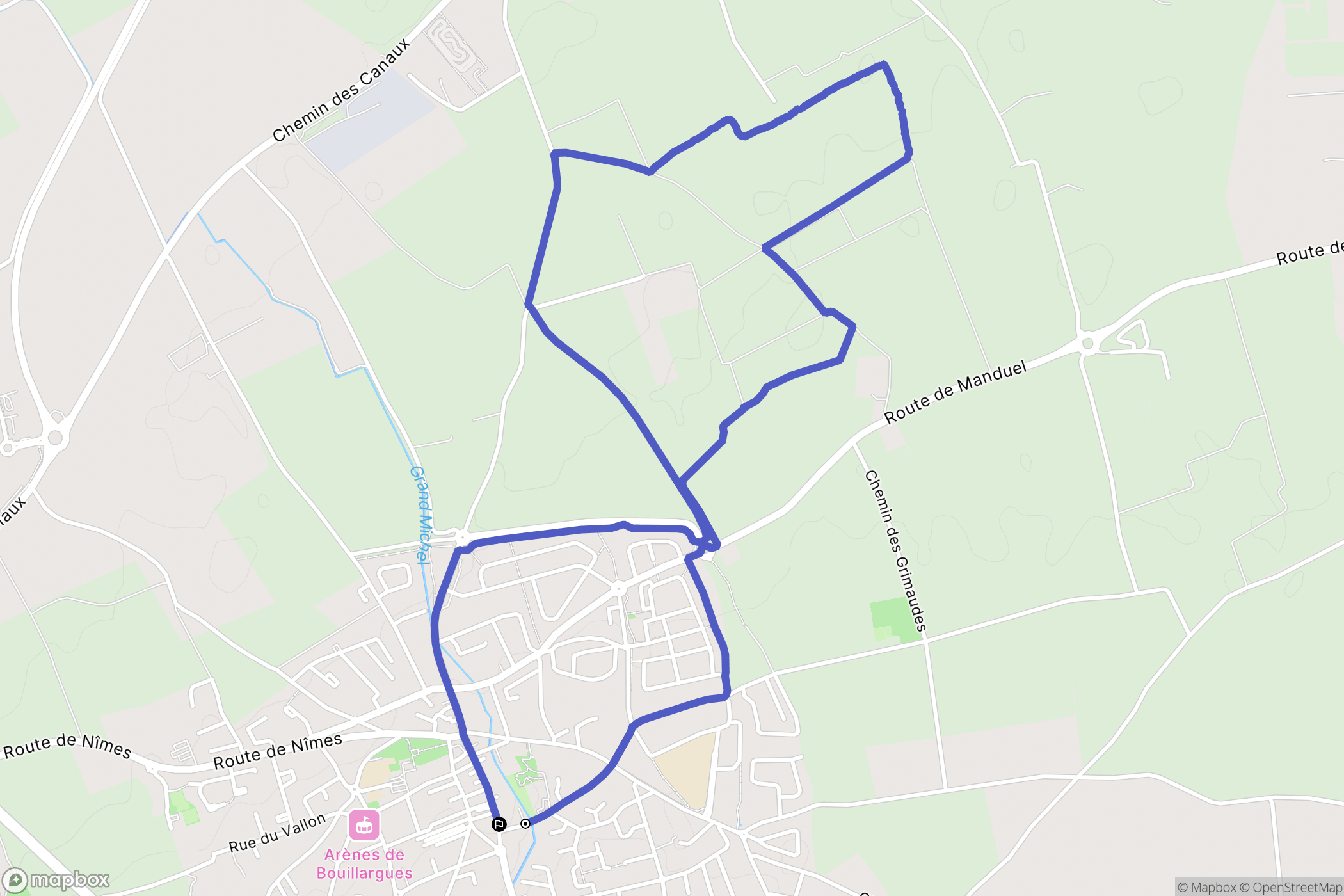 Bouillargues : carte du parcours de randonnée - France