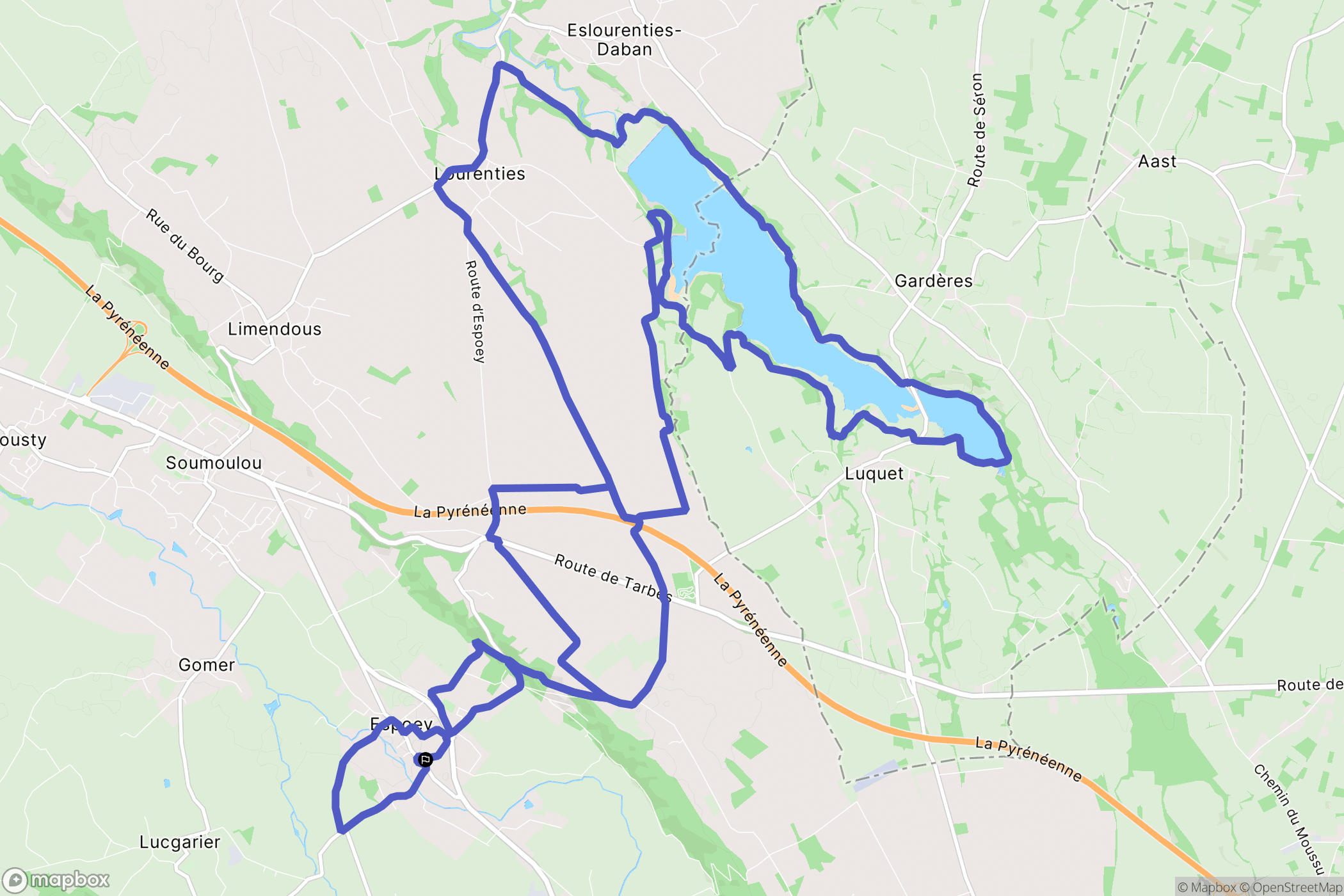 Espoey : carte du parcours de randonnée - France