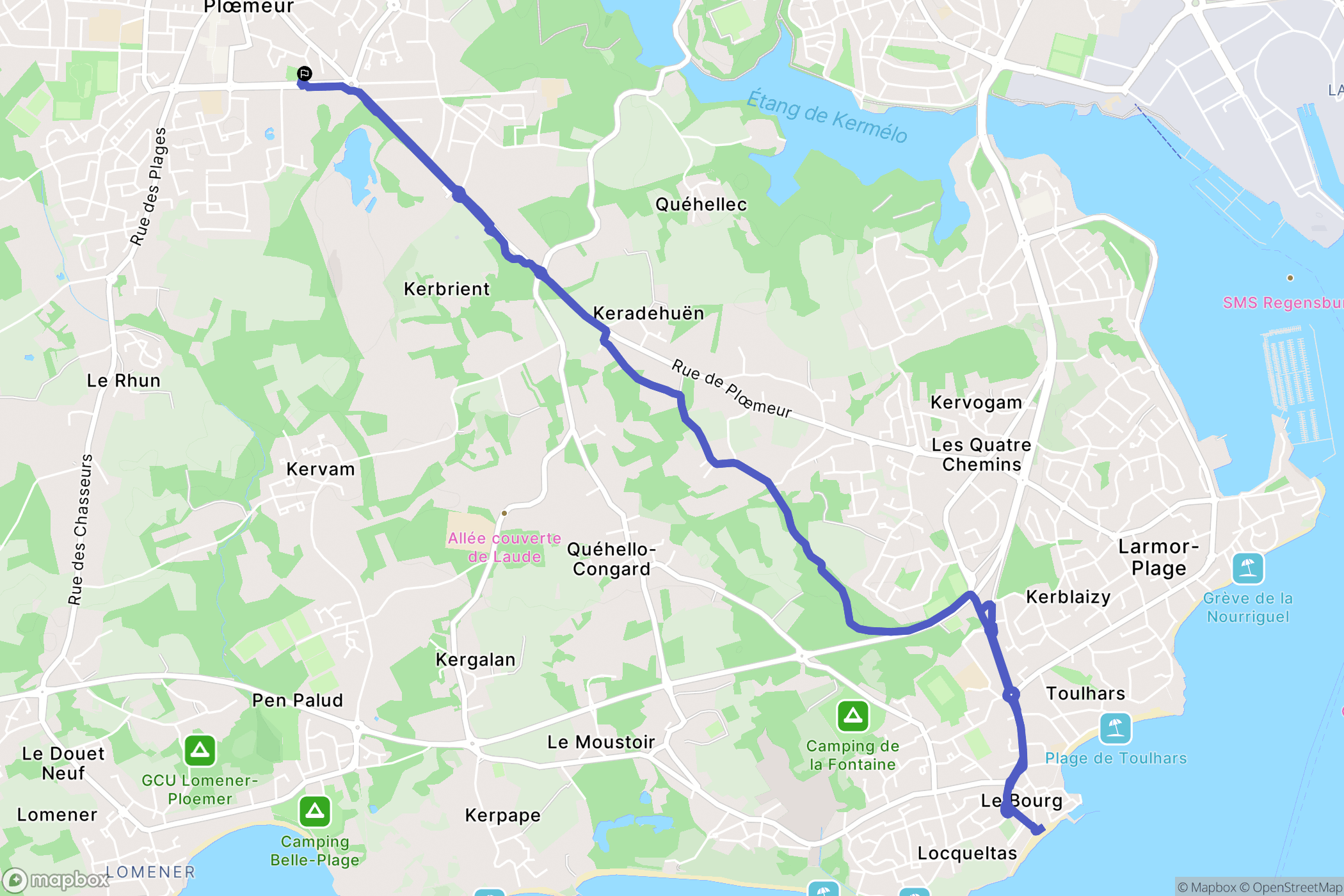 Ploemeur : carte du parcours de randonnée - France