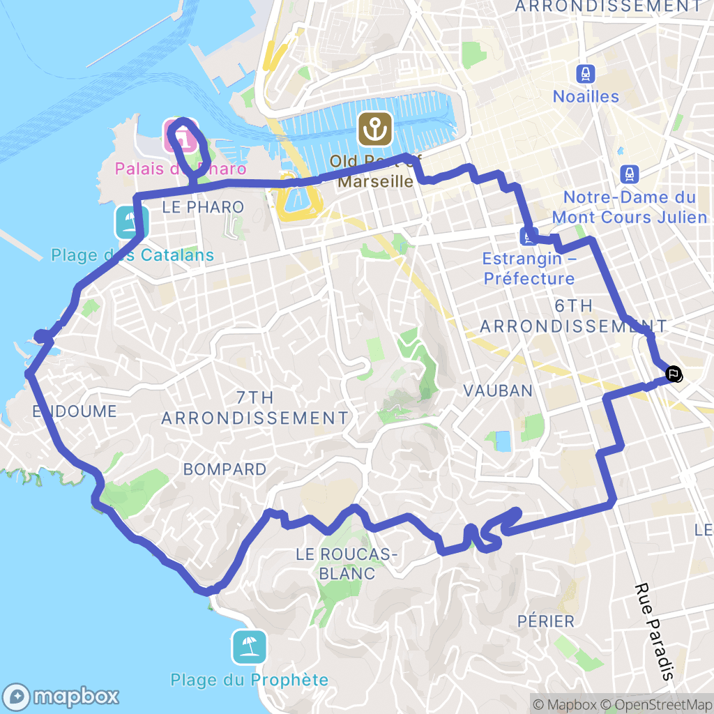 Marseille : carte du parcours de randonnée - France