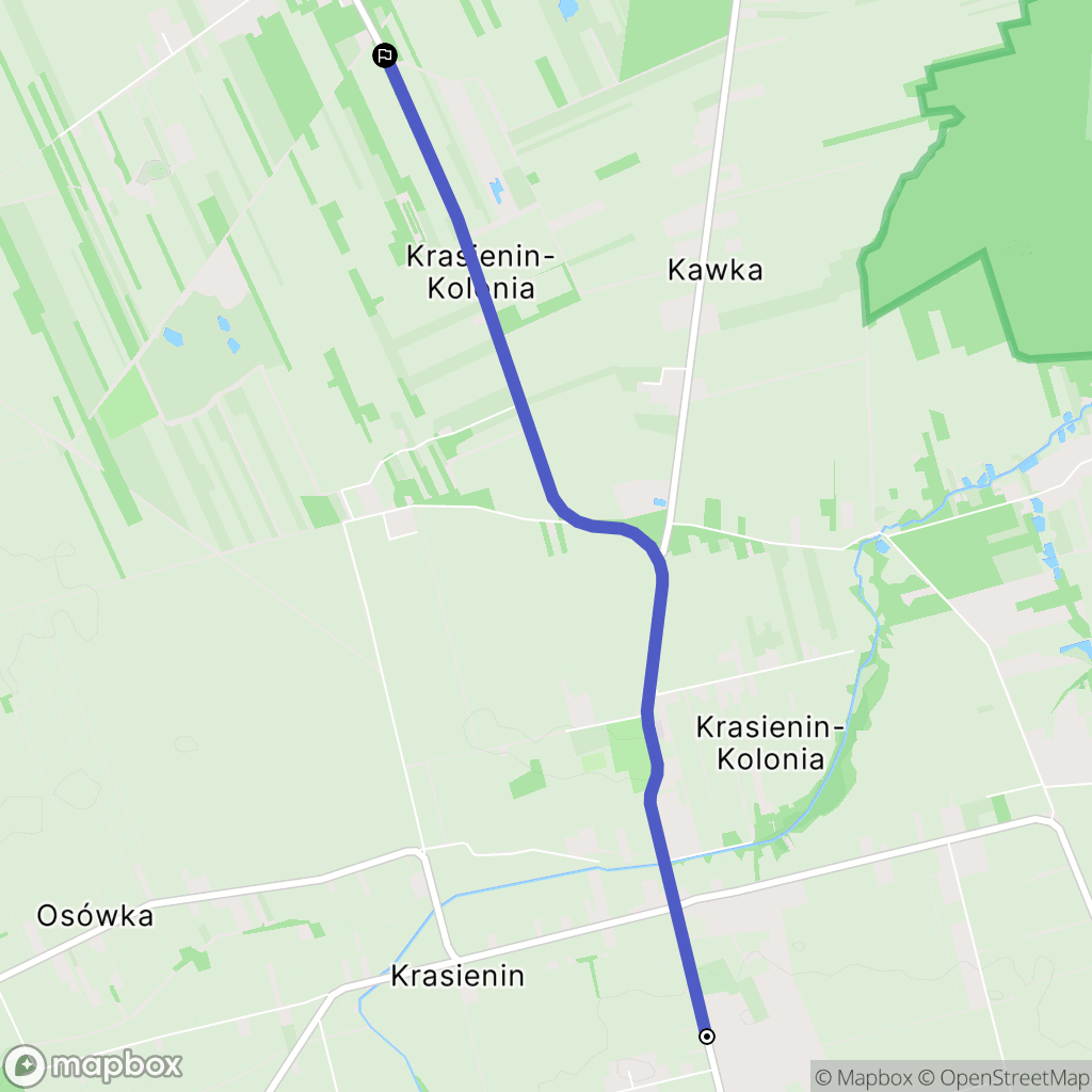 Krasienin: mapa trasy - Poland